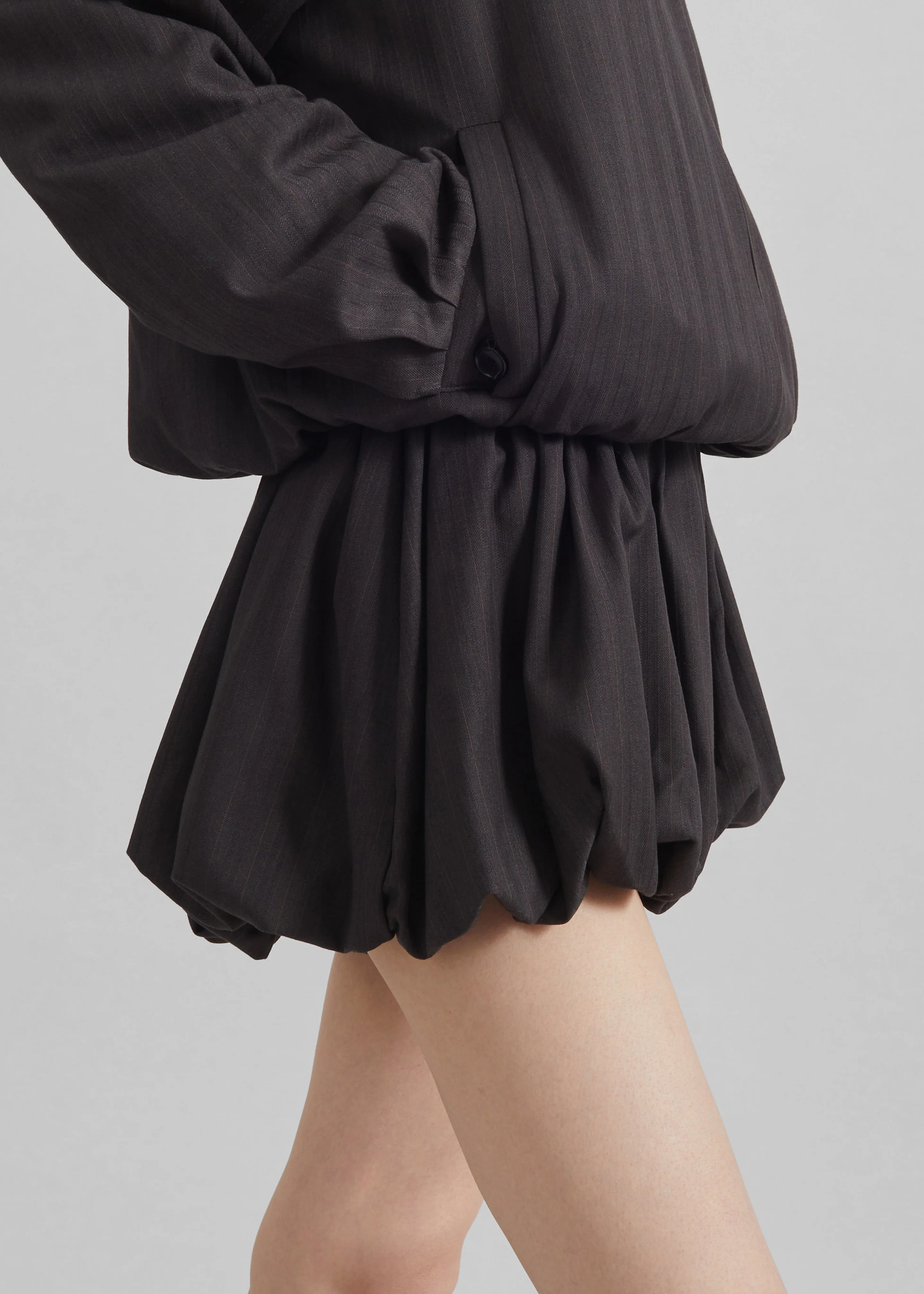 Minori Bubble-Hem Shorts - Charcoal/White Pinstripe - Image 2