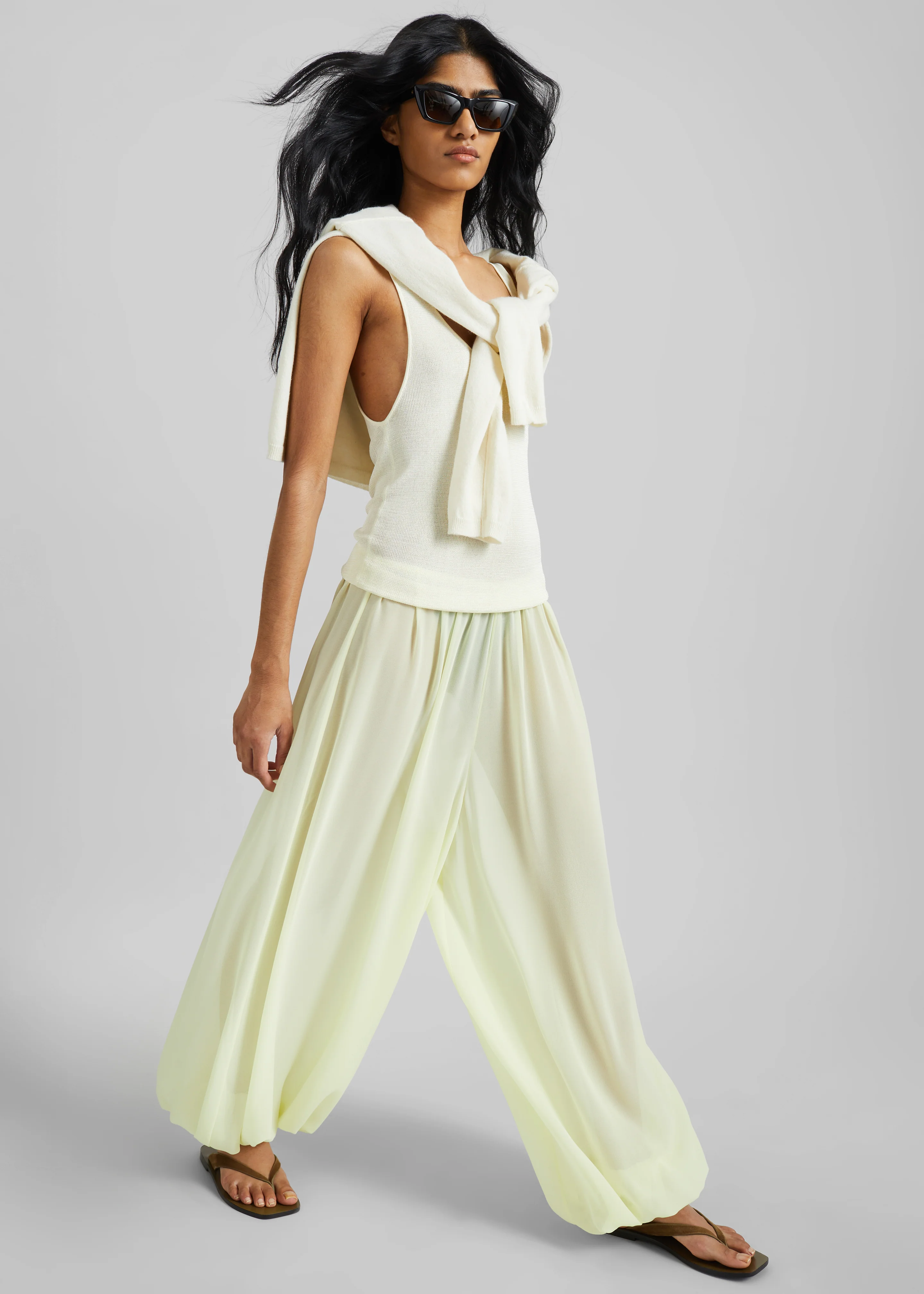 Mio Sheer Balloon Pants - Pale Yellow - Image 2