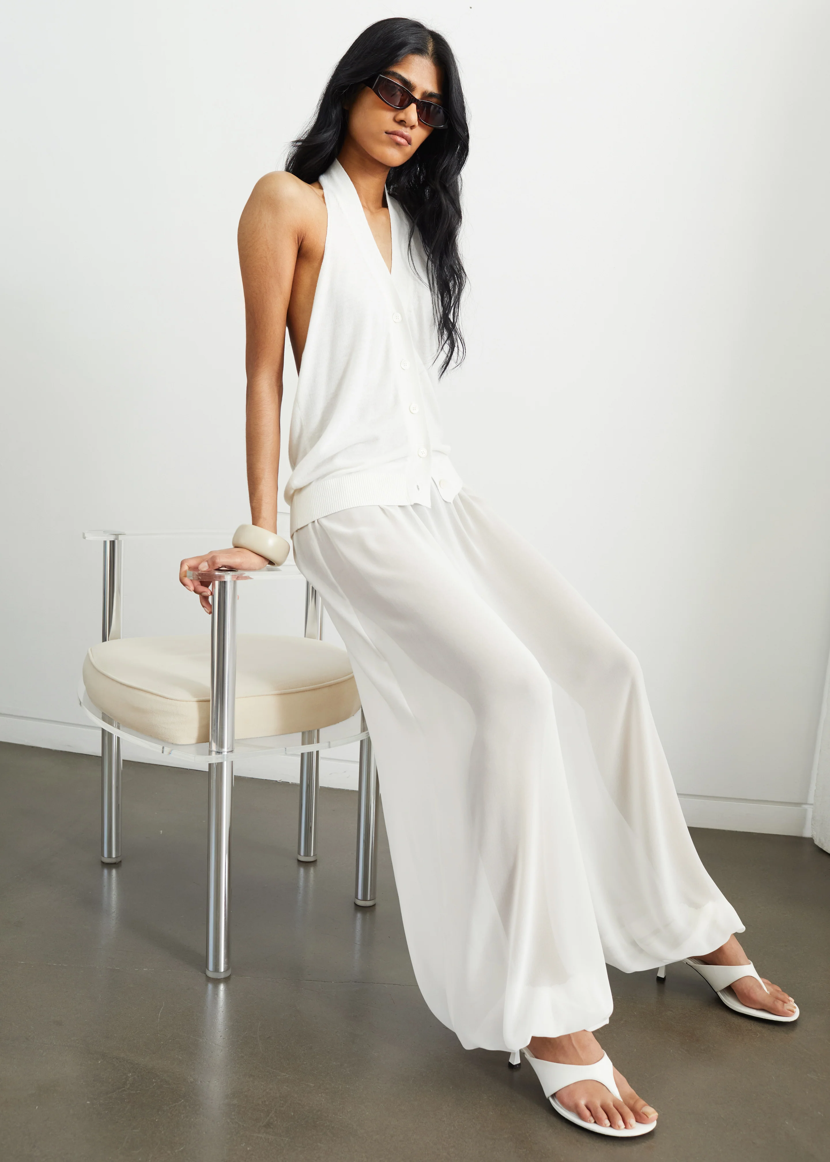 Mio Sheer Balloon Pants - White - Image 3