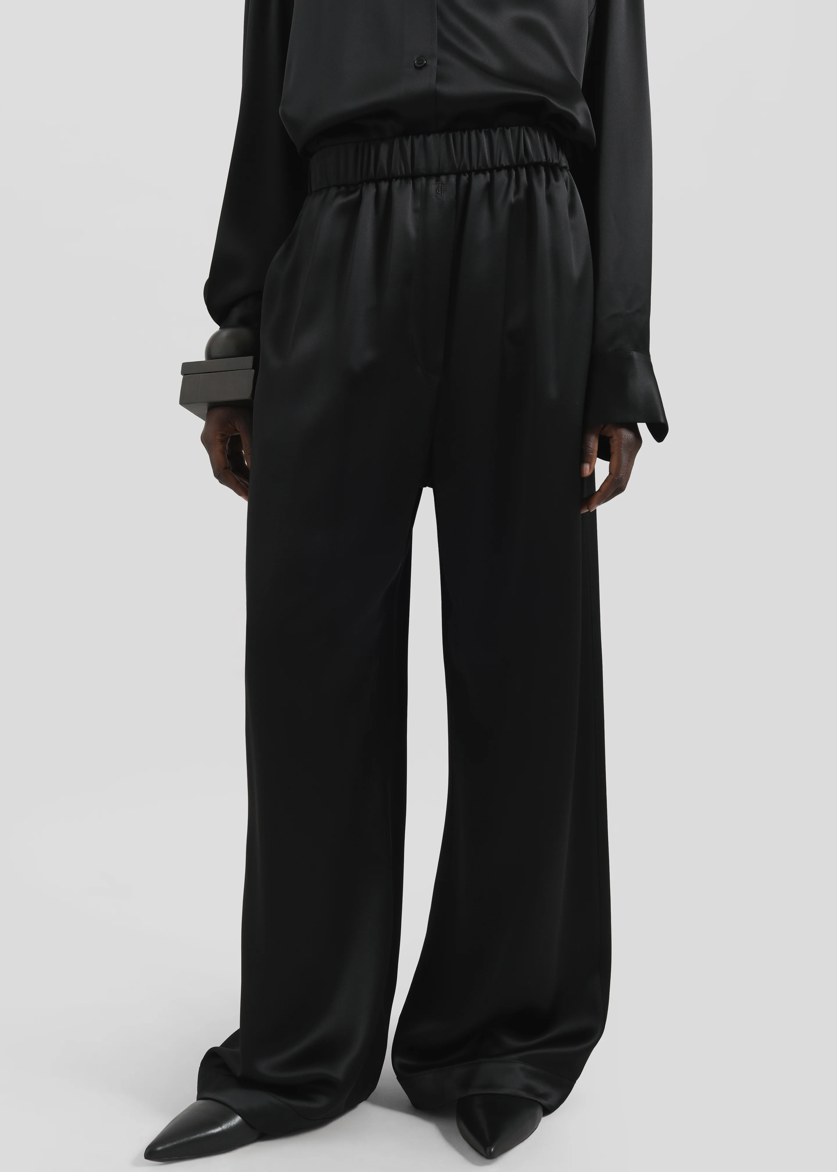 Mirca Satin Elastic Pants - Black - Image 4