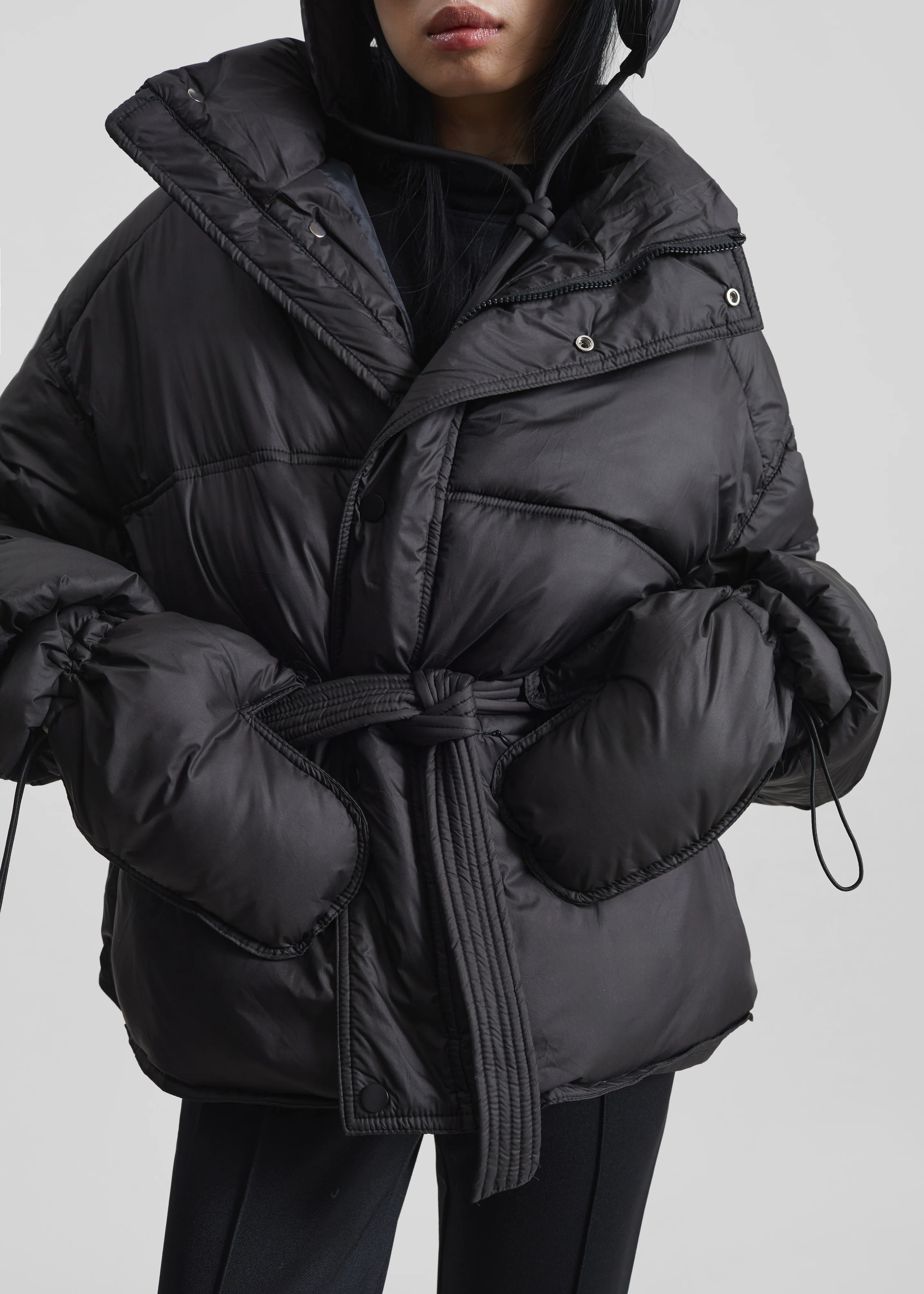 Moena Puffer Jacket & Accessories Set - Black - Image 3