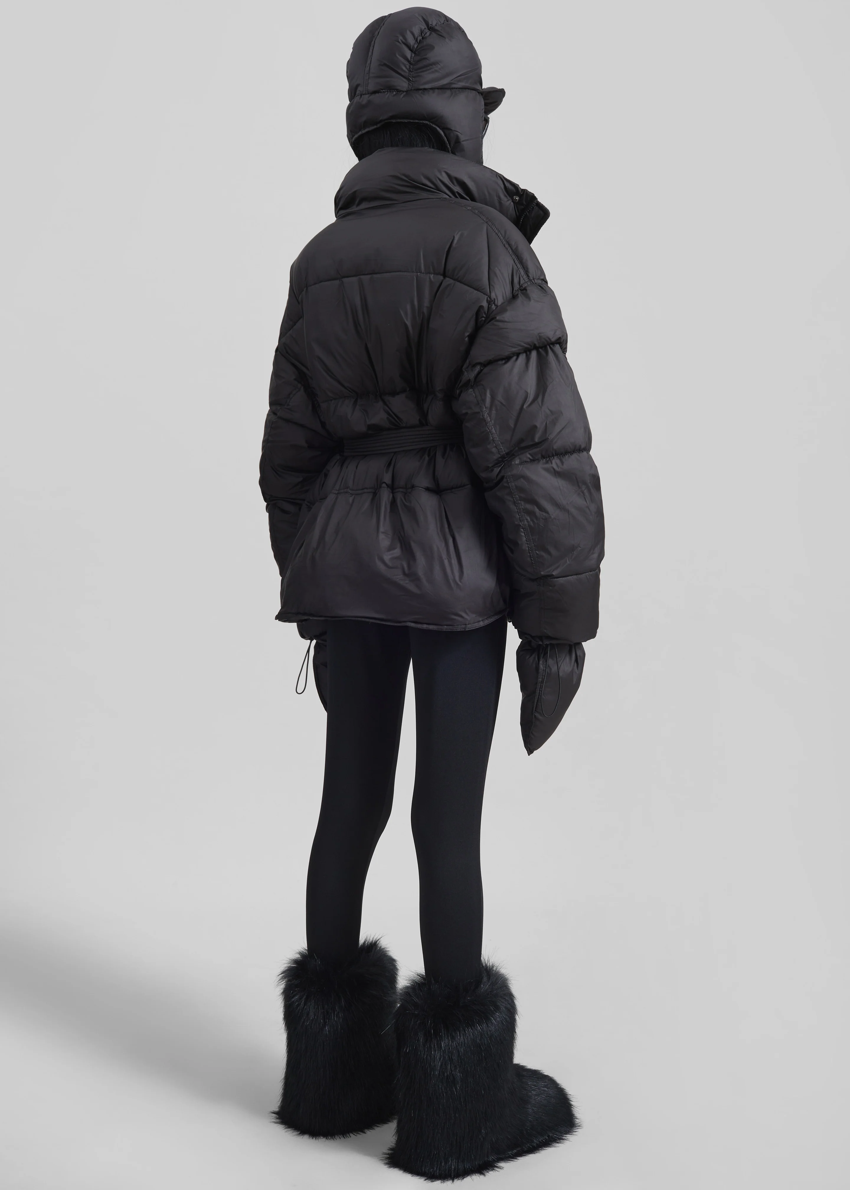 Moena Puffer Jacket & Accessories Set - Black - Image 9