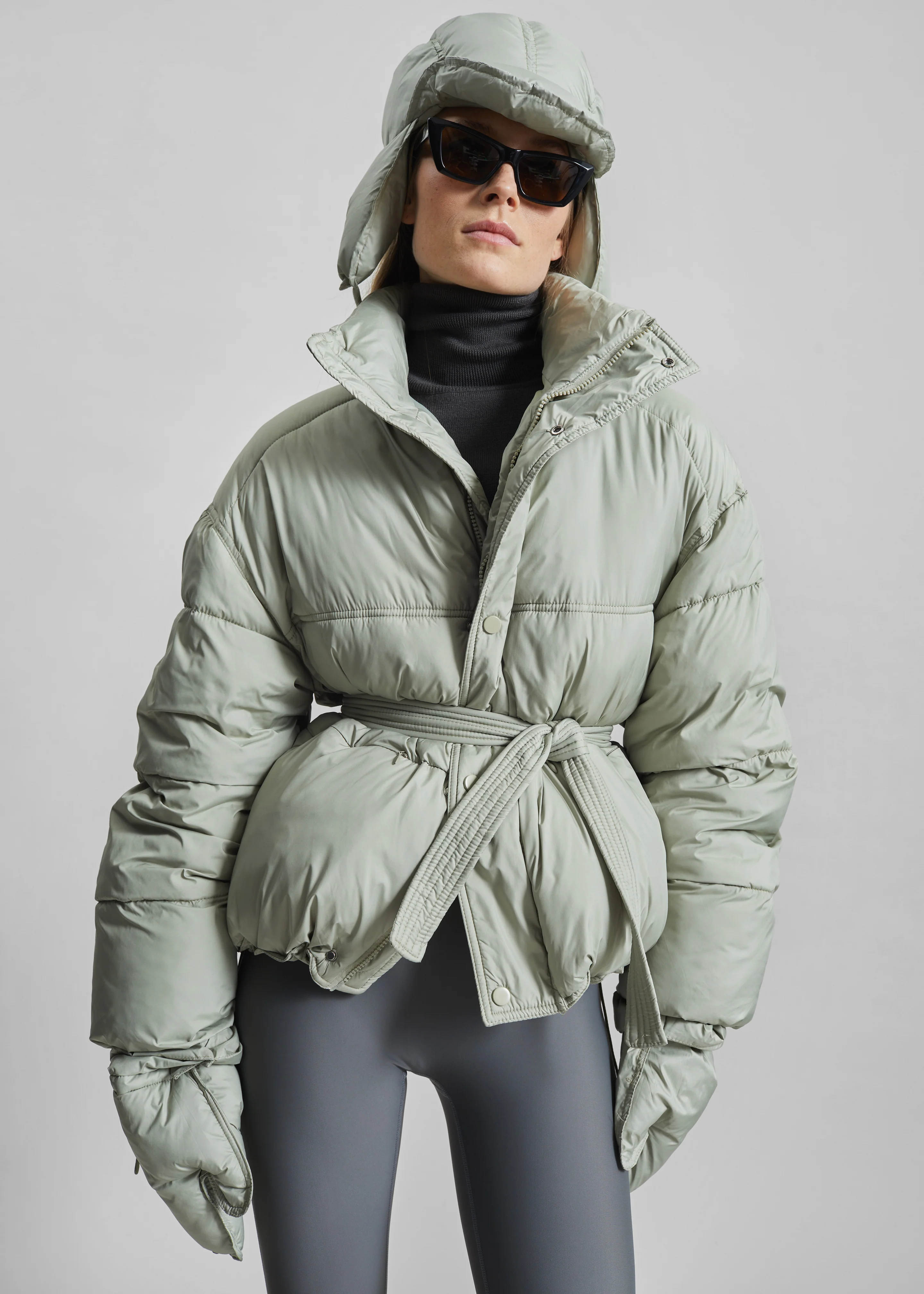 Moena Puffer Jacket & Accessories Set - Sage - Image 2
