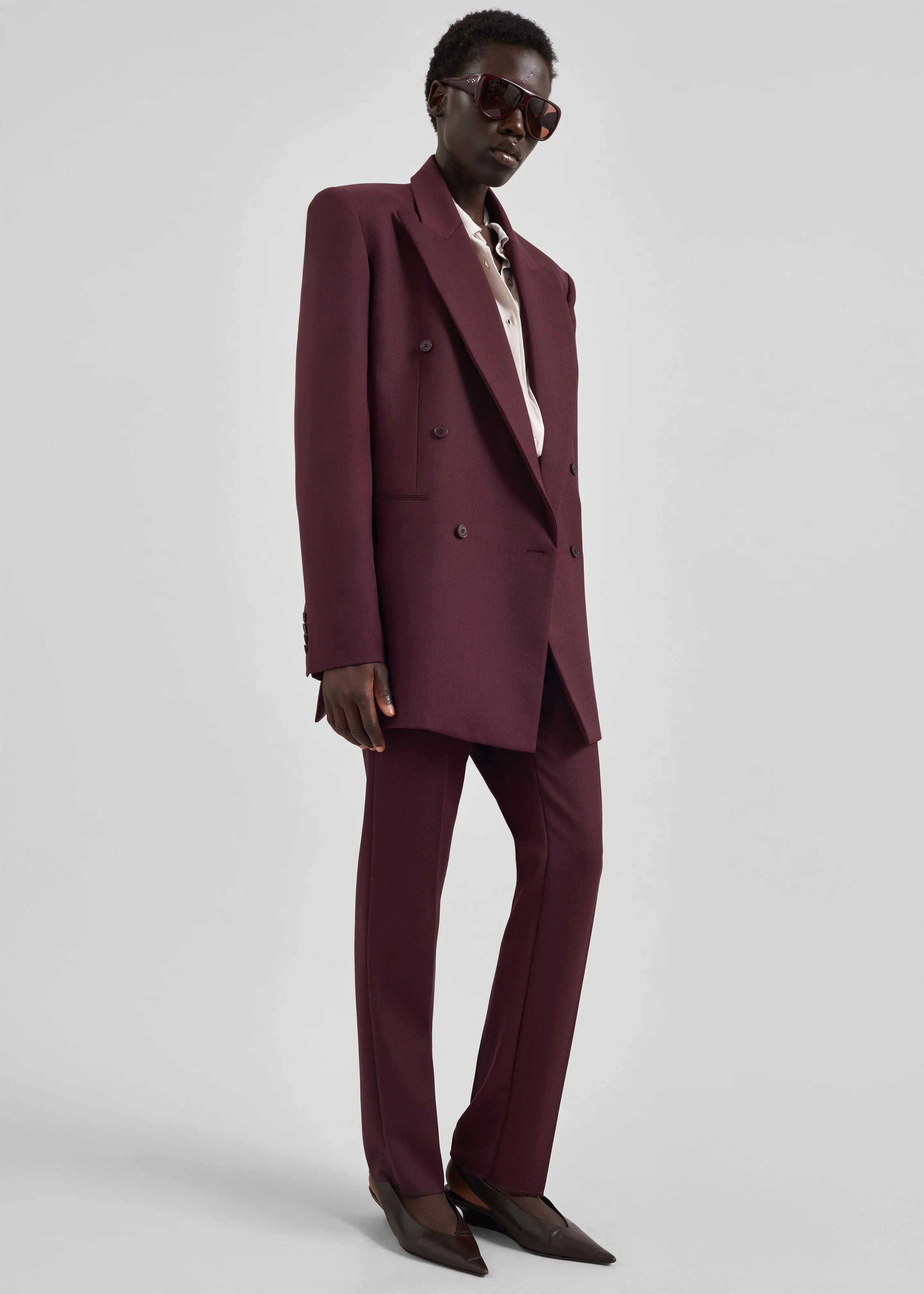 Monterey Structured Wool Blazer - Burgundy - Image 2