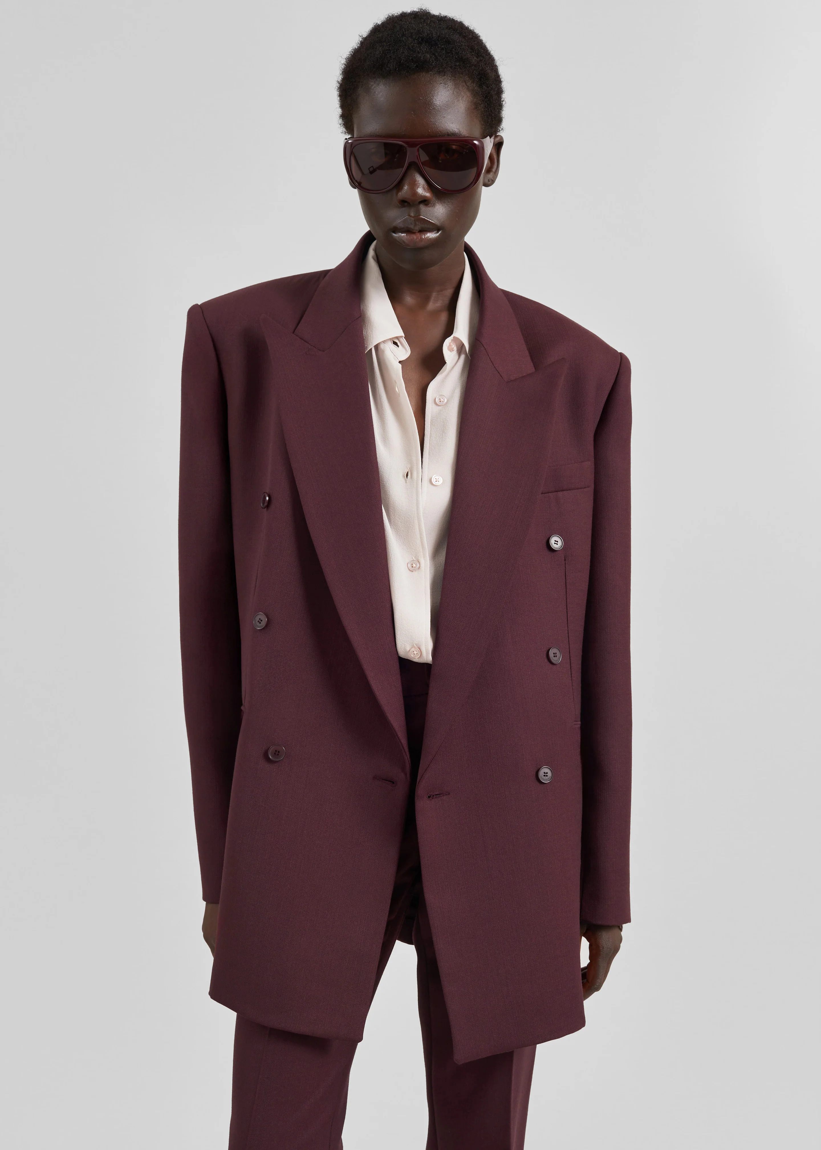 Monterey Structured Wool Blazer - Burgundy - Image 6