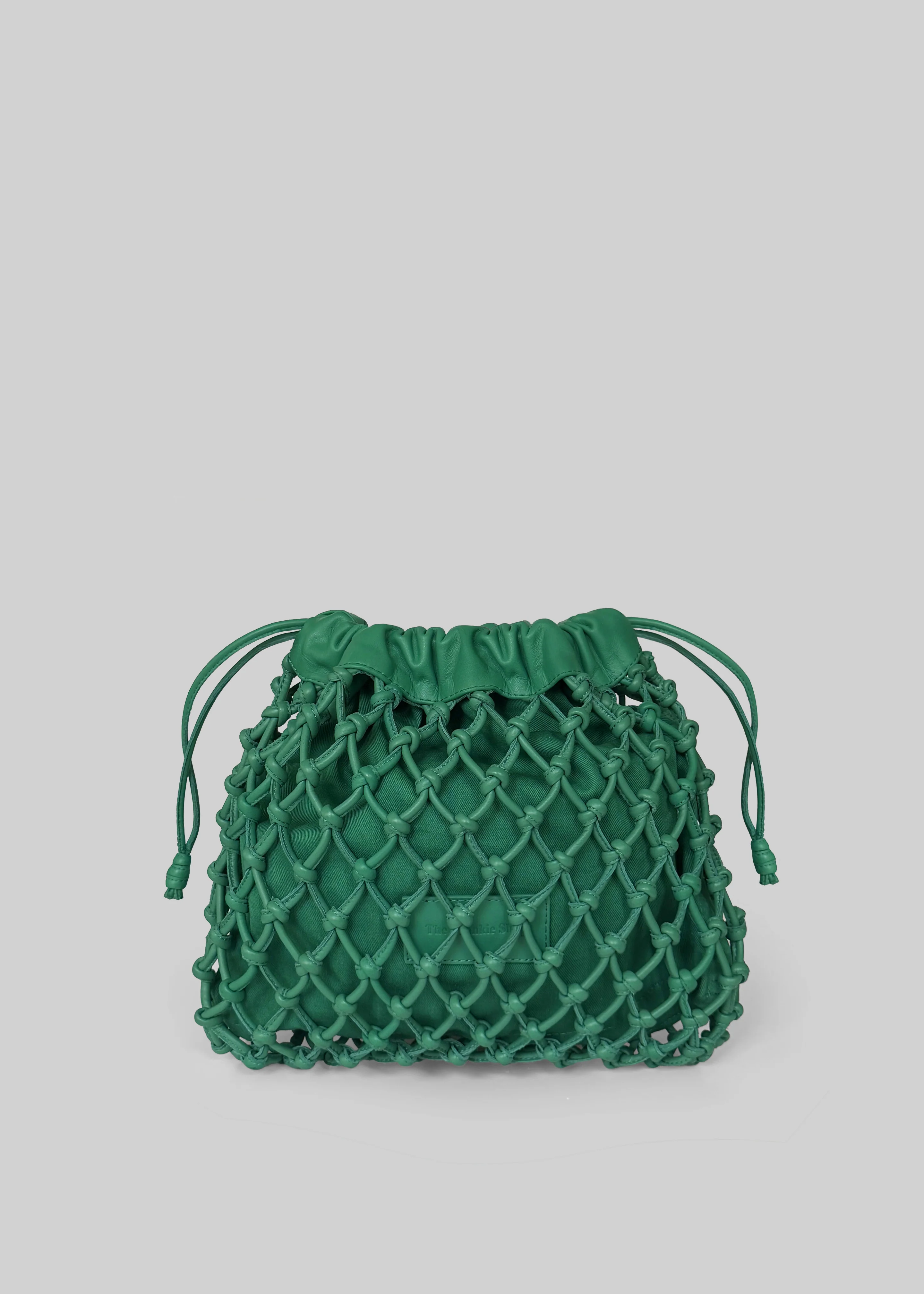 Morgan Leather Macrame Small Pouch - Emerald - Image 2