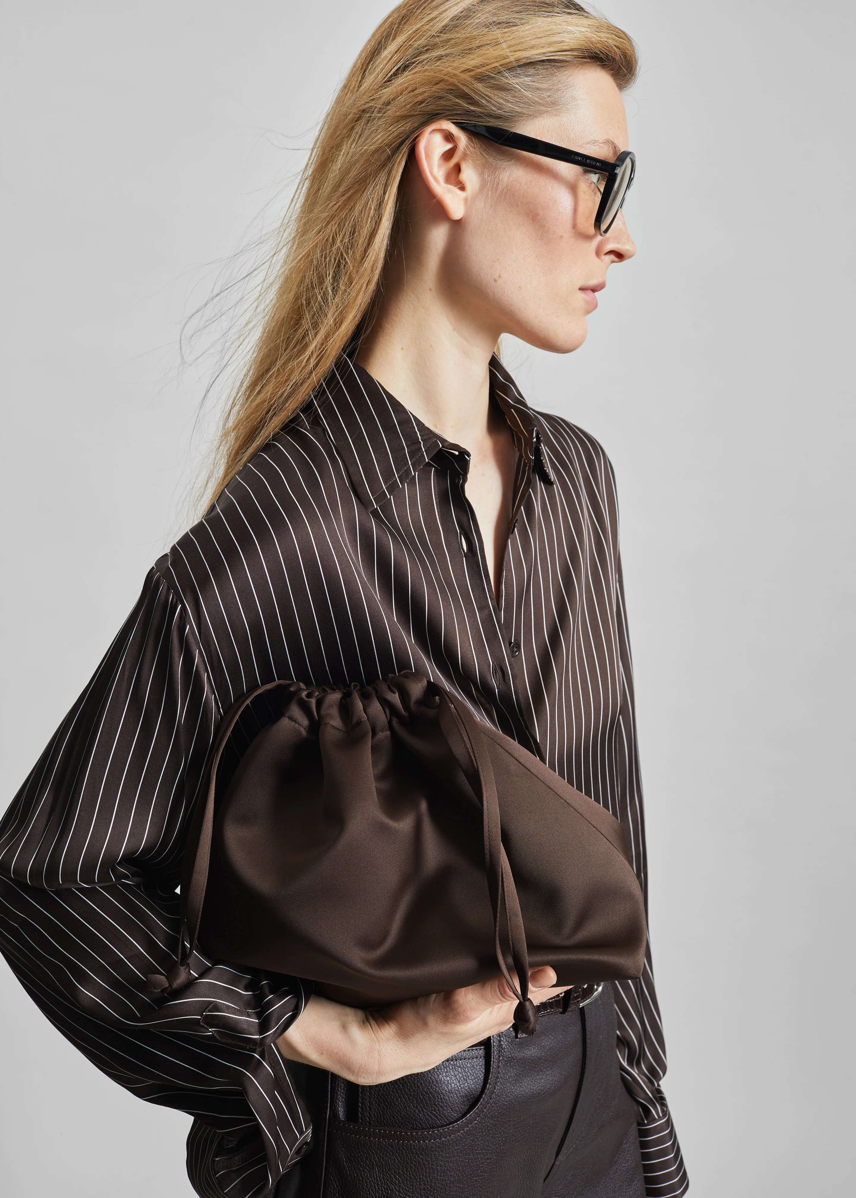 Morgan Satin Small Pouch - Brown - Image 3
