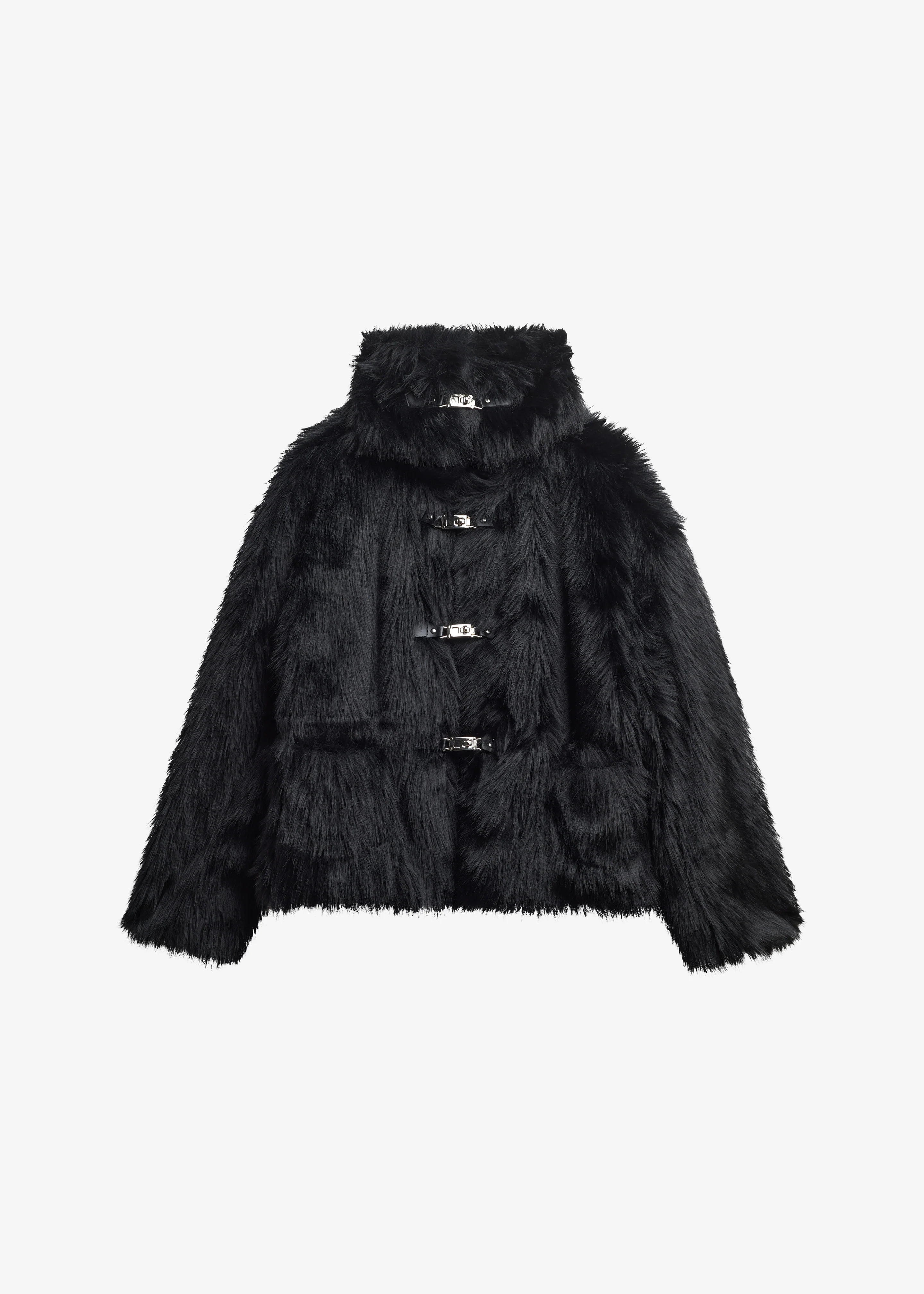 Moritz Faux Fur Buckle Jacket - Black - Image 9