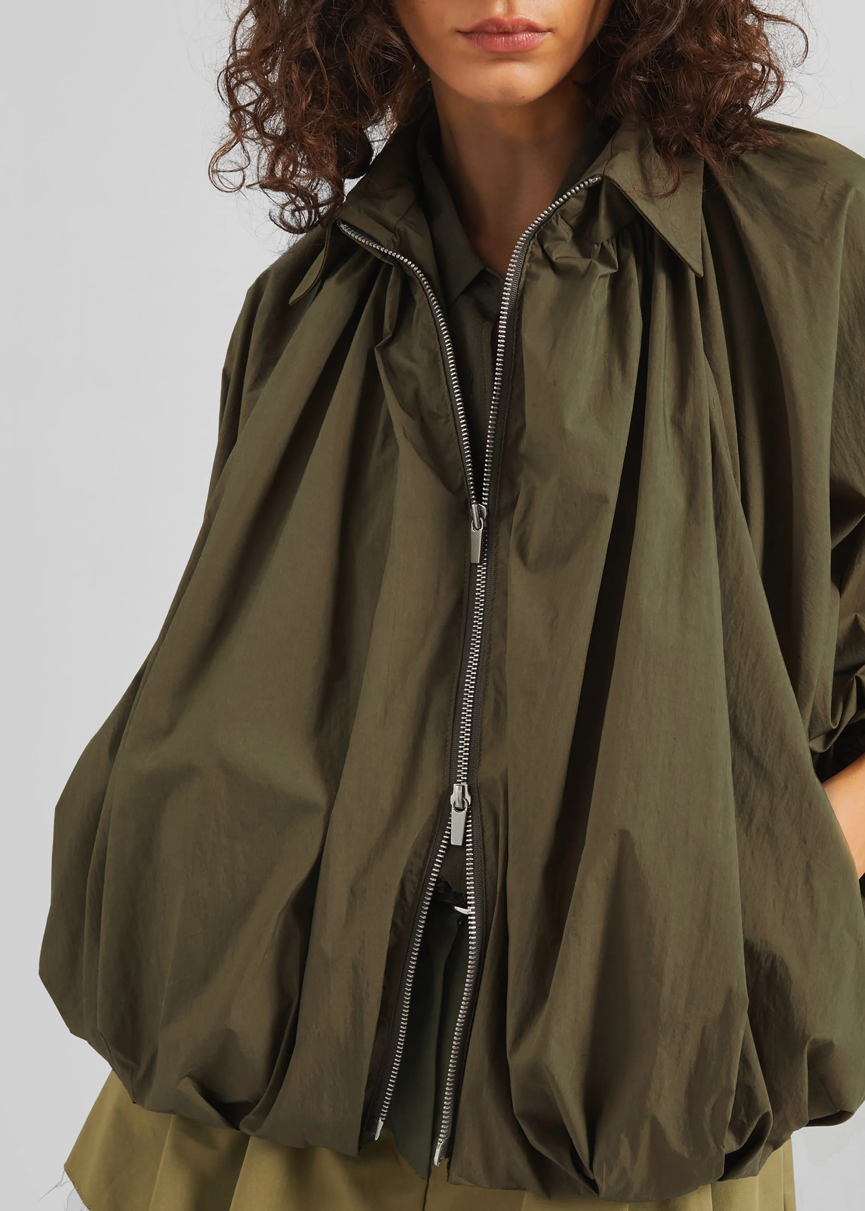 Murray Batwing Sleeve Balloon Jacket - Olive Brown - Image 8
