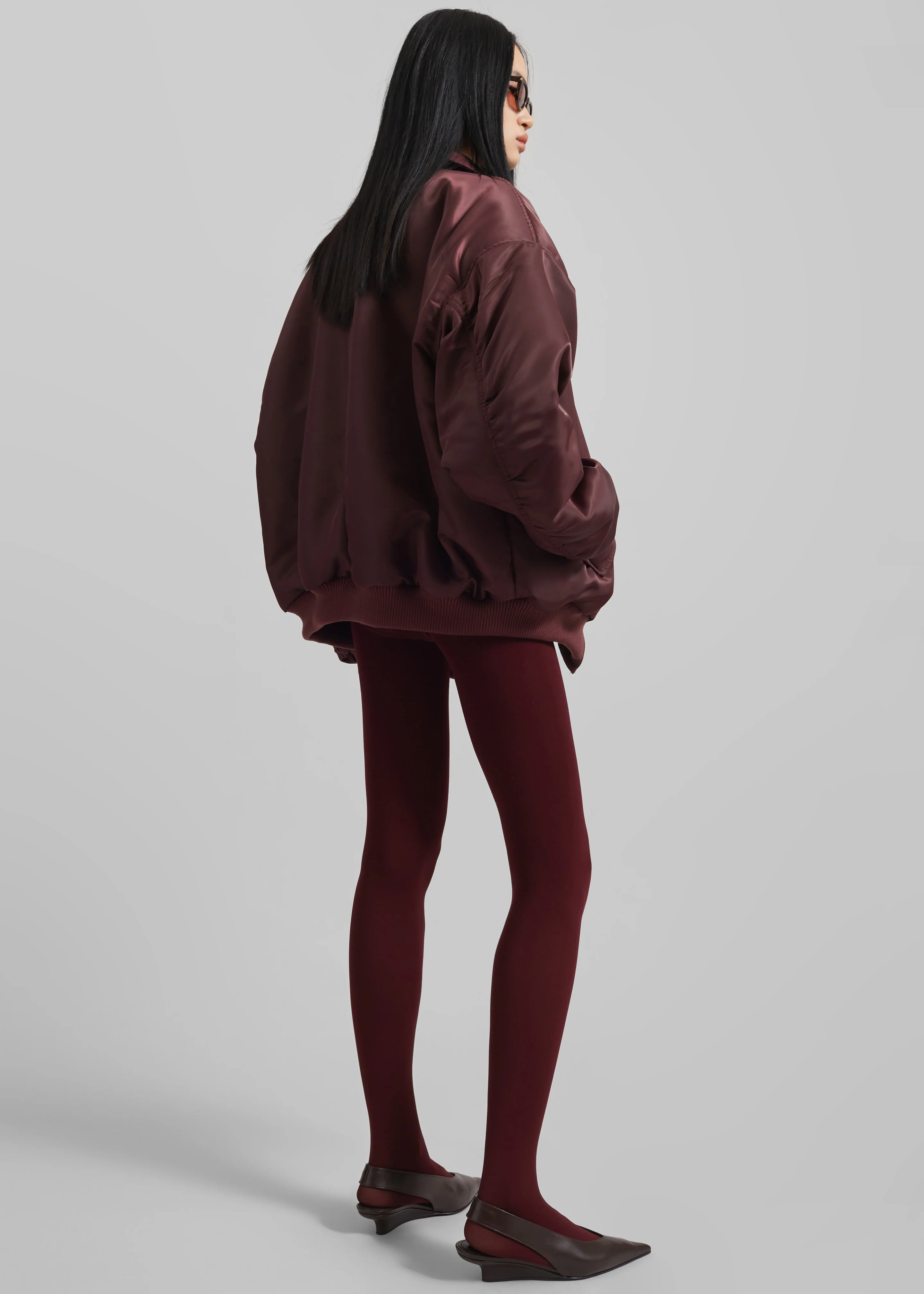 Nalden Padded Bomber Jacket - Burgundy - Image 7
