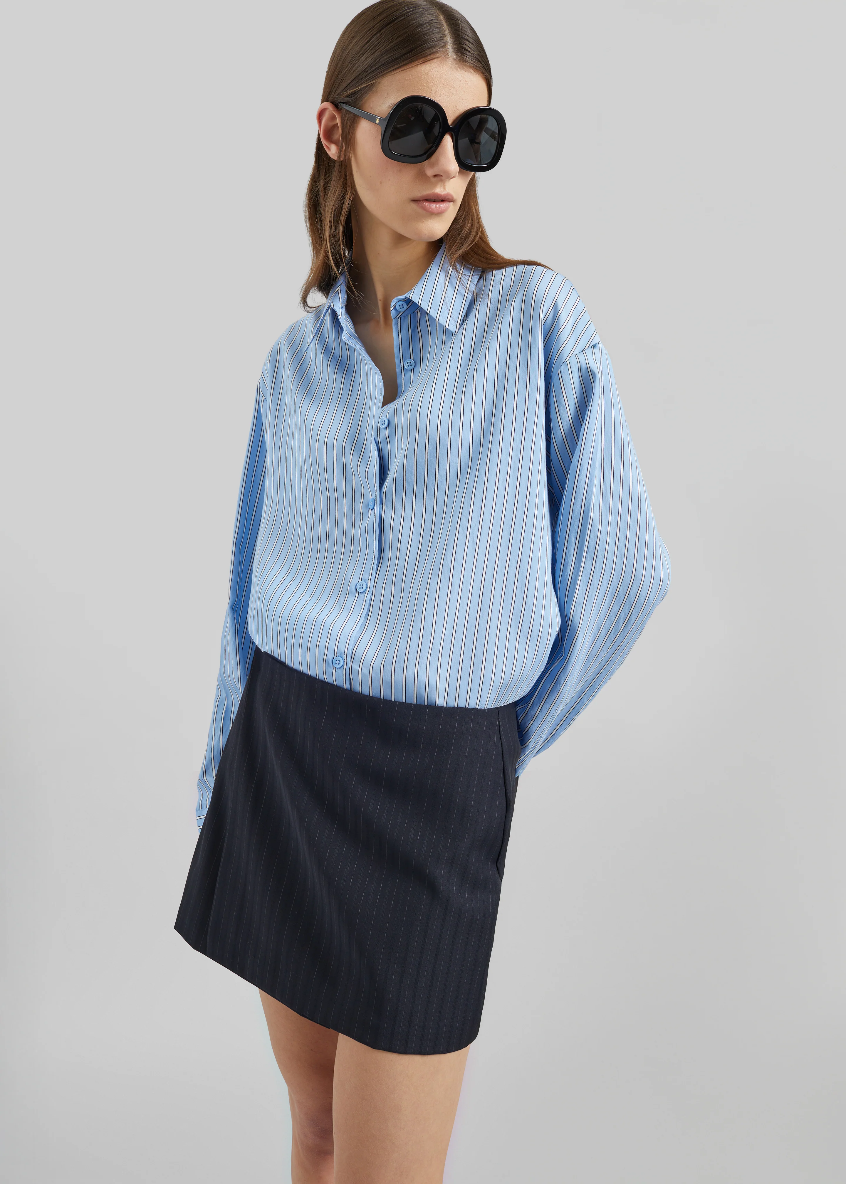 Narah Mini Skirt - Navy/White Pinstripe - Image 3