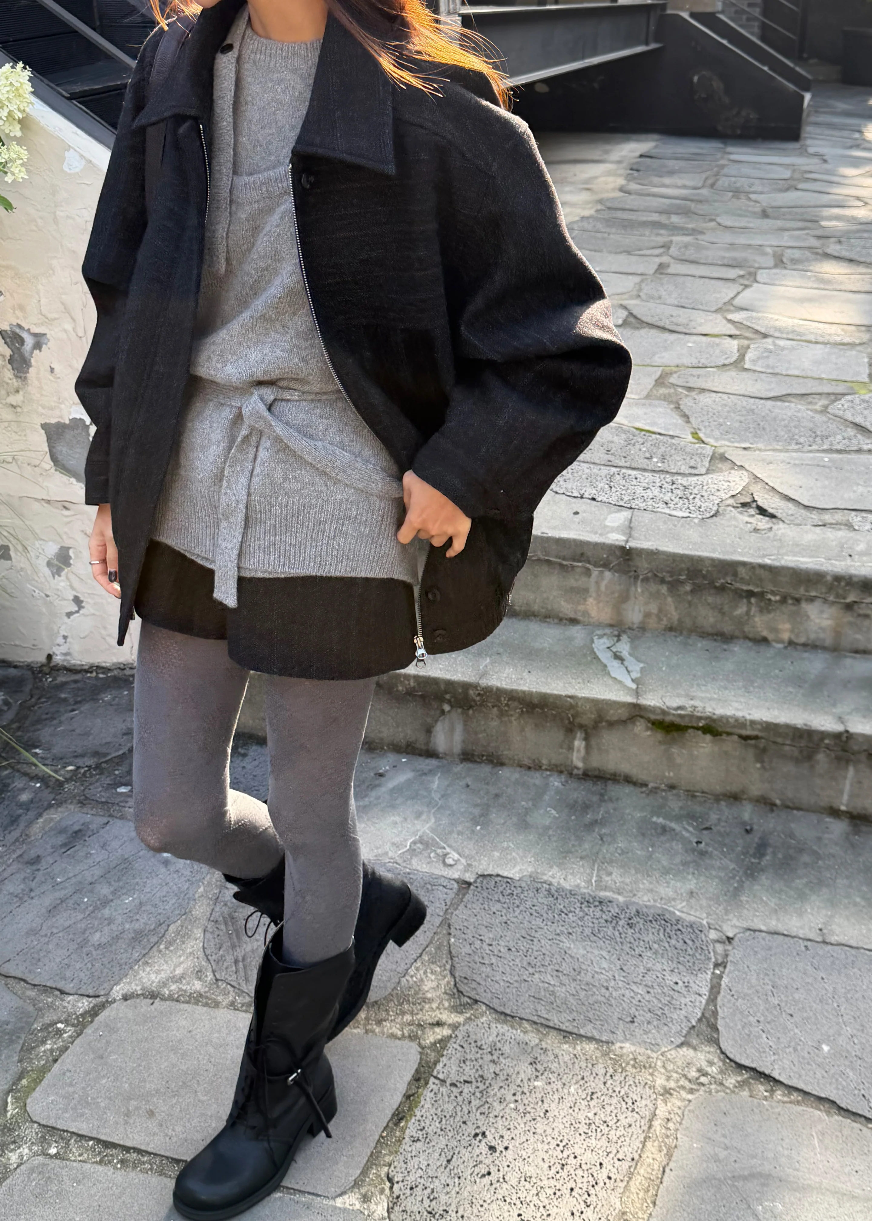 Natick Blouson Jacket - Charcoal Multi Stripe - Image 10