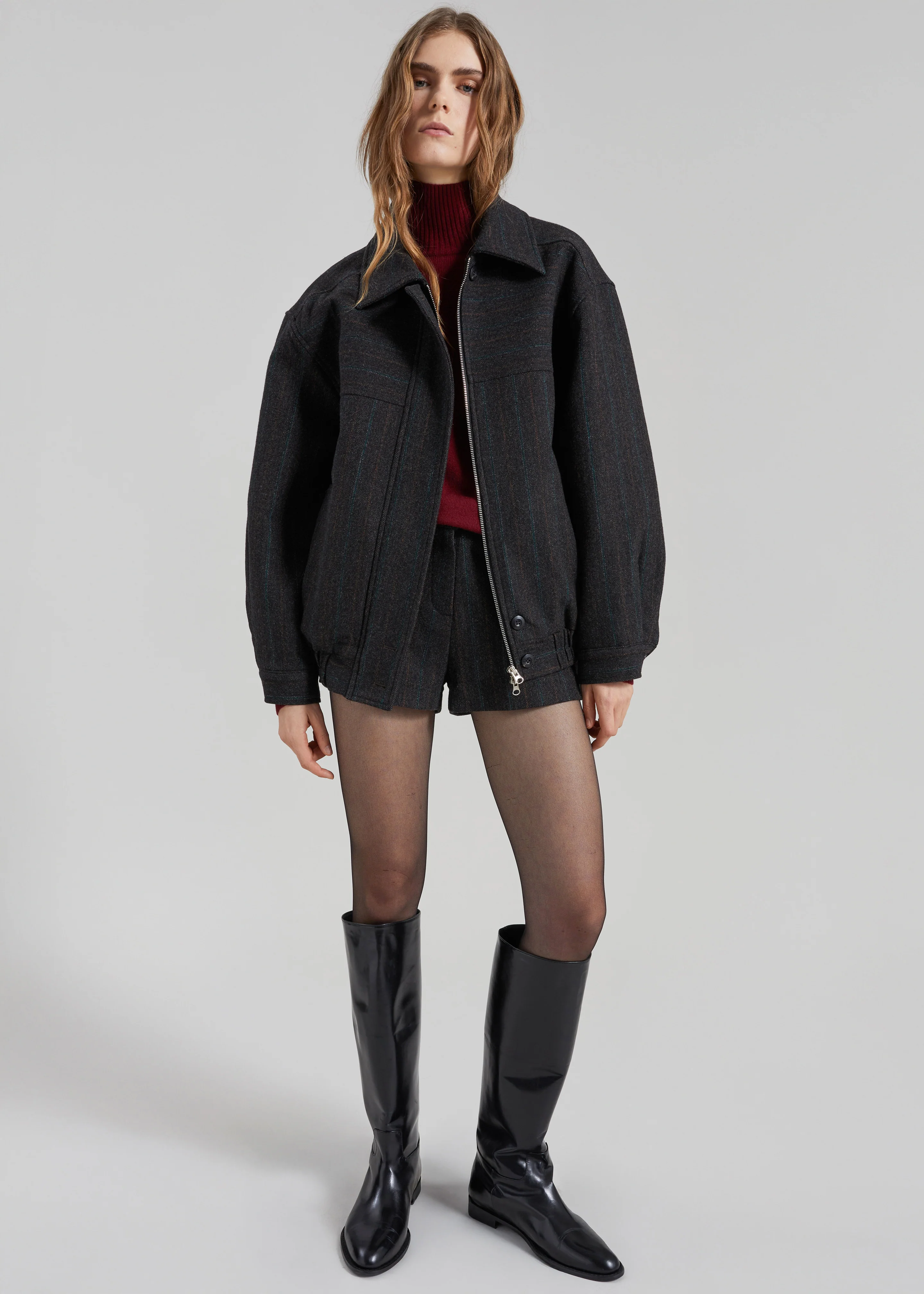 Natick Blouson Jacket - Charcoal Multi Stripe - Image 3