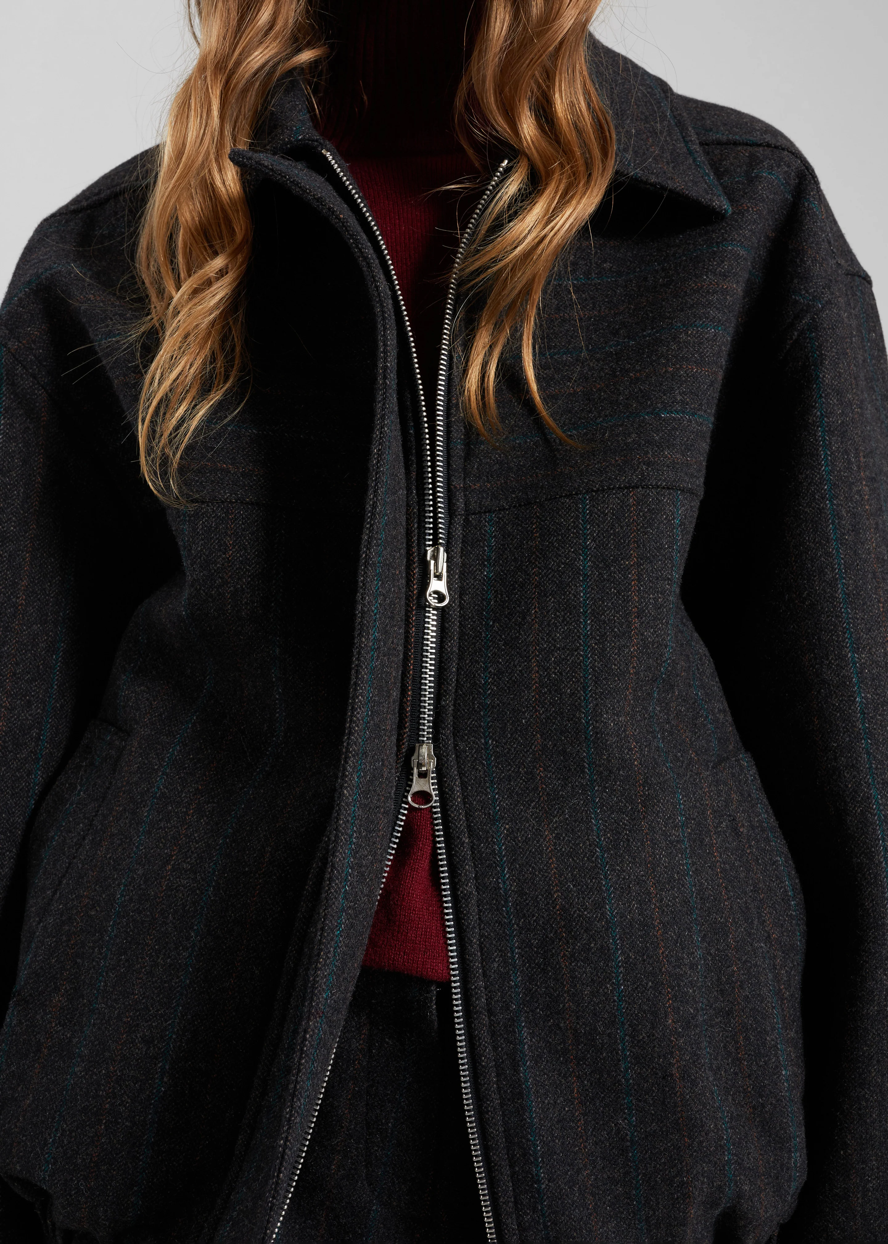 Natick Blouson Jacket - Charcoal Multi Stripe - Image 4