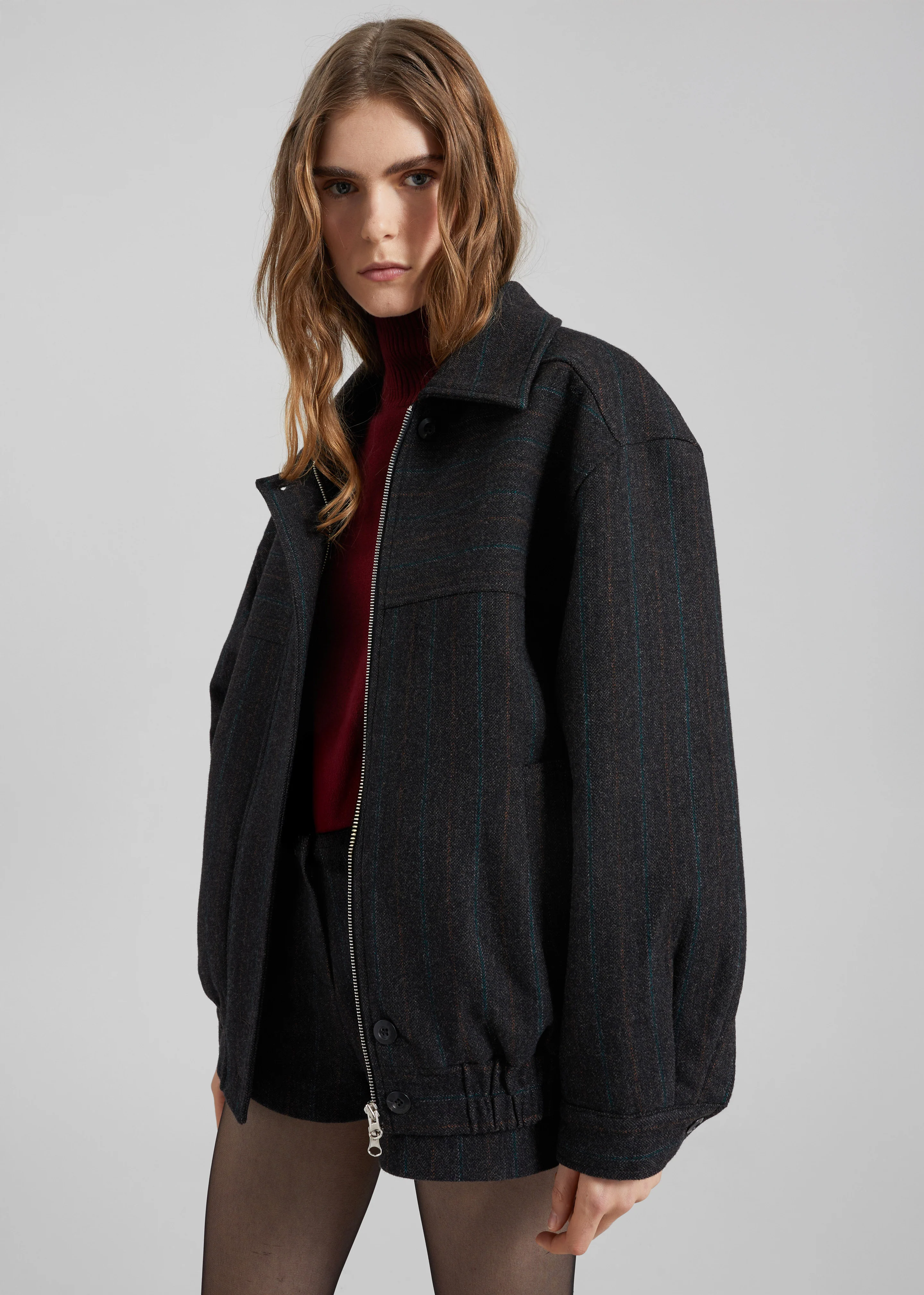 Natick Blouson Jacket - Charcoal Multi Stripe - Image 5