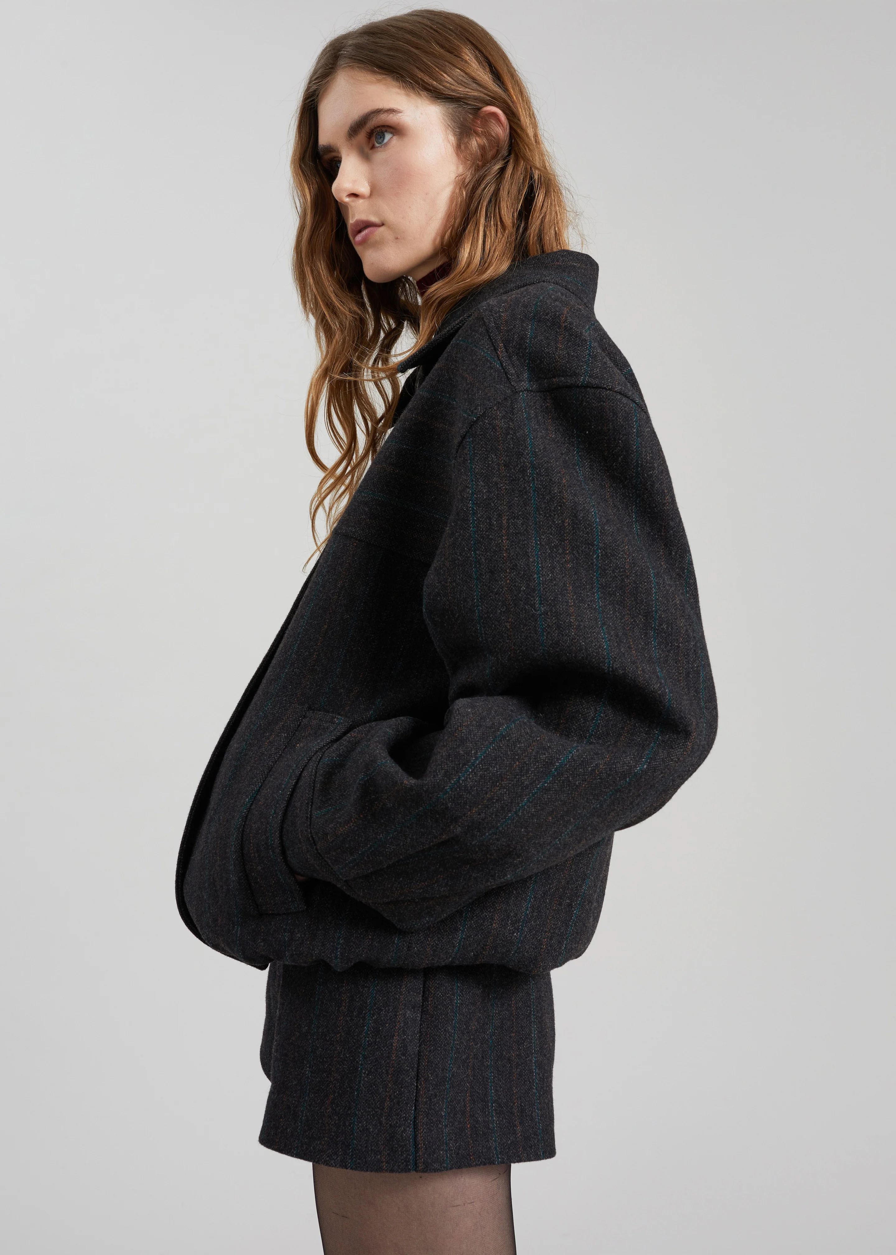 Natick Blouson Jacket - Charcoal Multi Stripe - Image 6