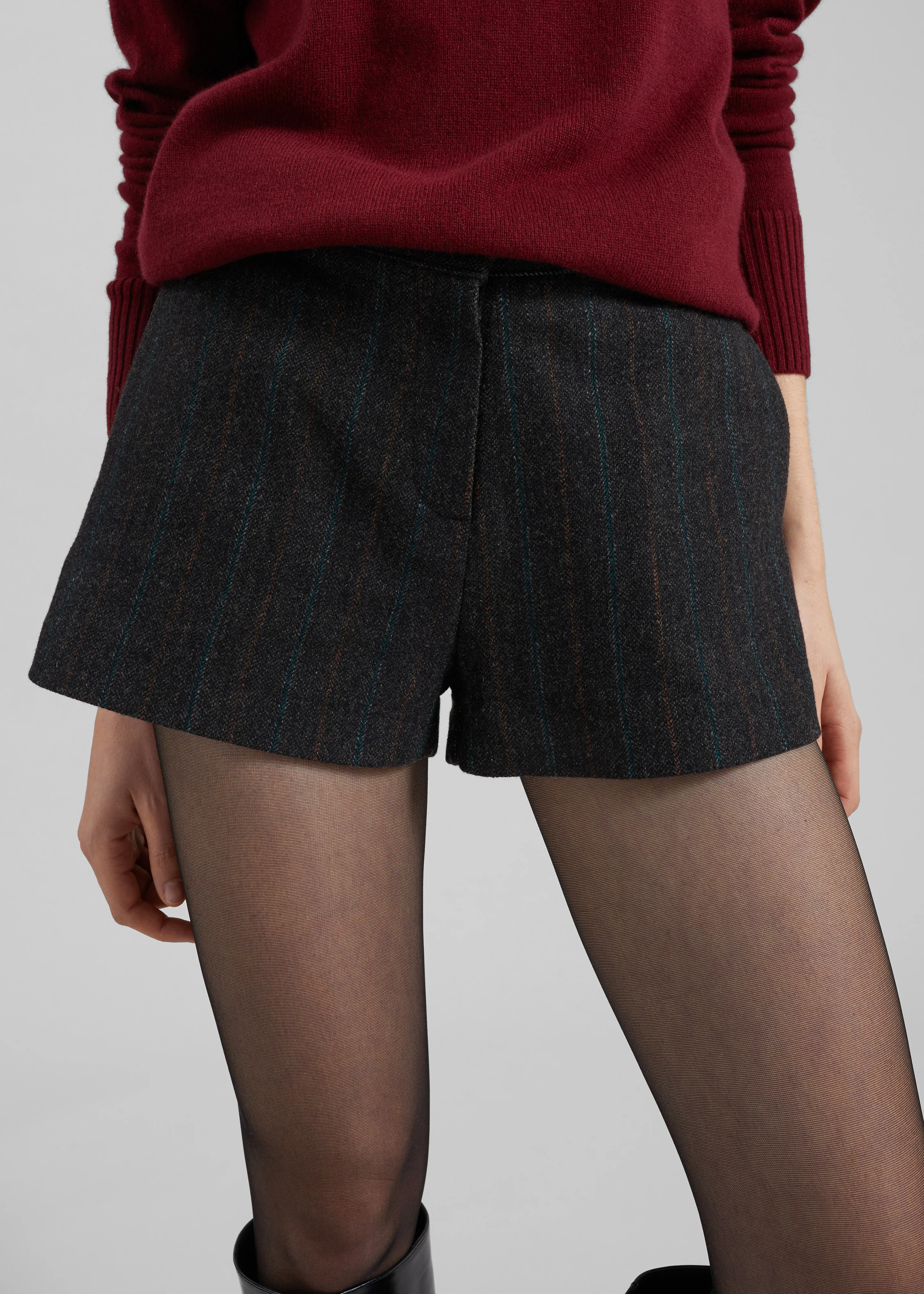 Natick Hot Pants - Charcoal Multi Stripe - Image 3