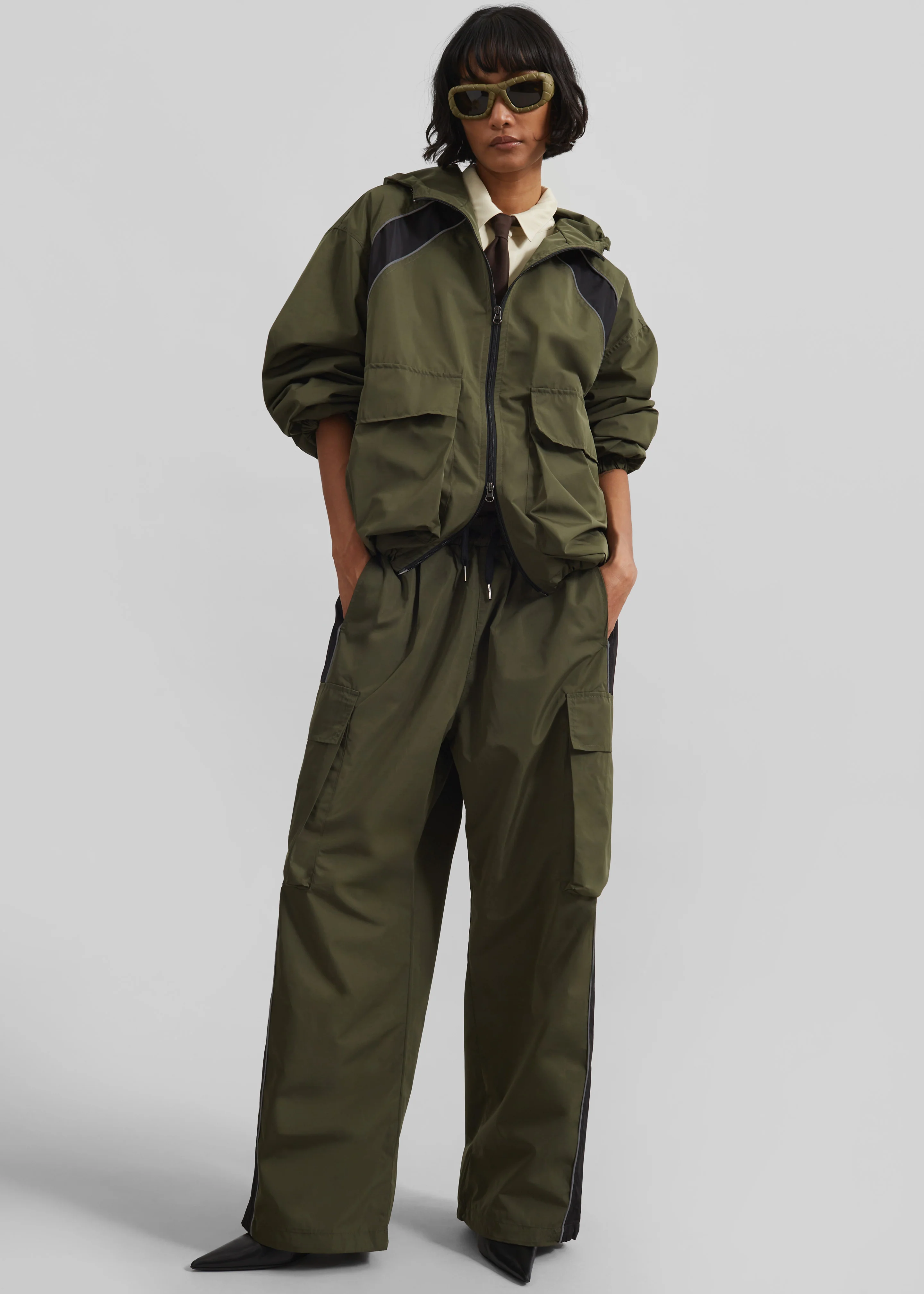 Navan Windbreaker Cargo Jacket - Khaki - Image 3