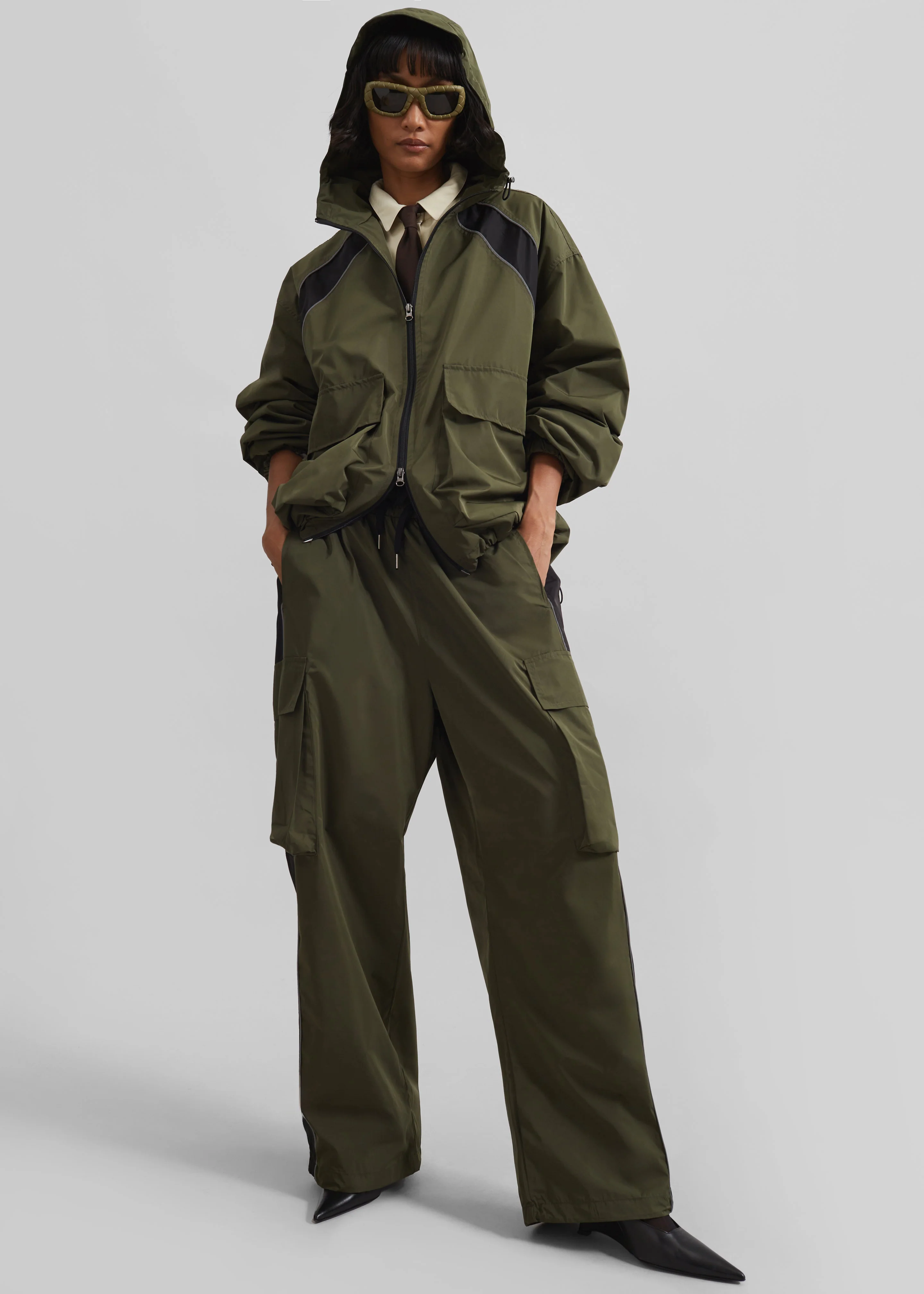 Navan Windbreaker Cargo Jacket - Khaki - Image 4