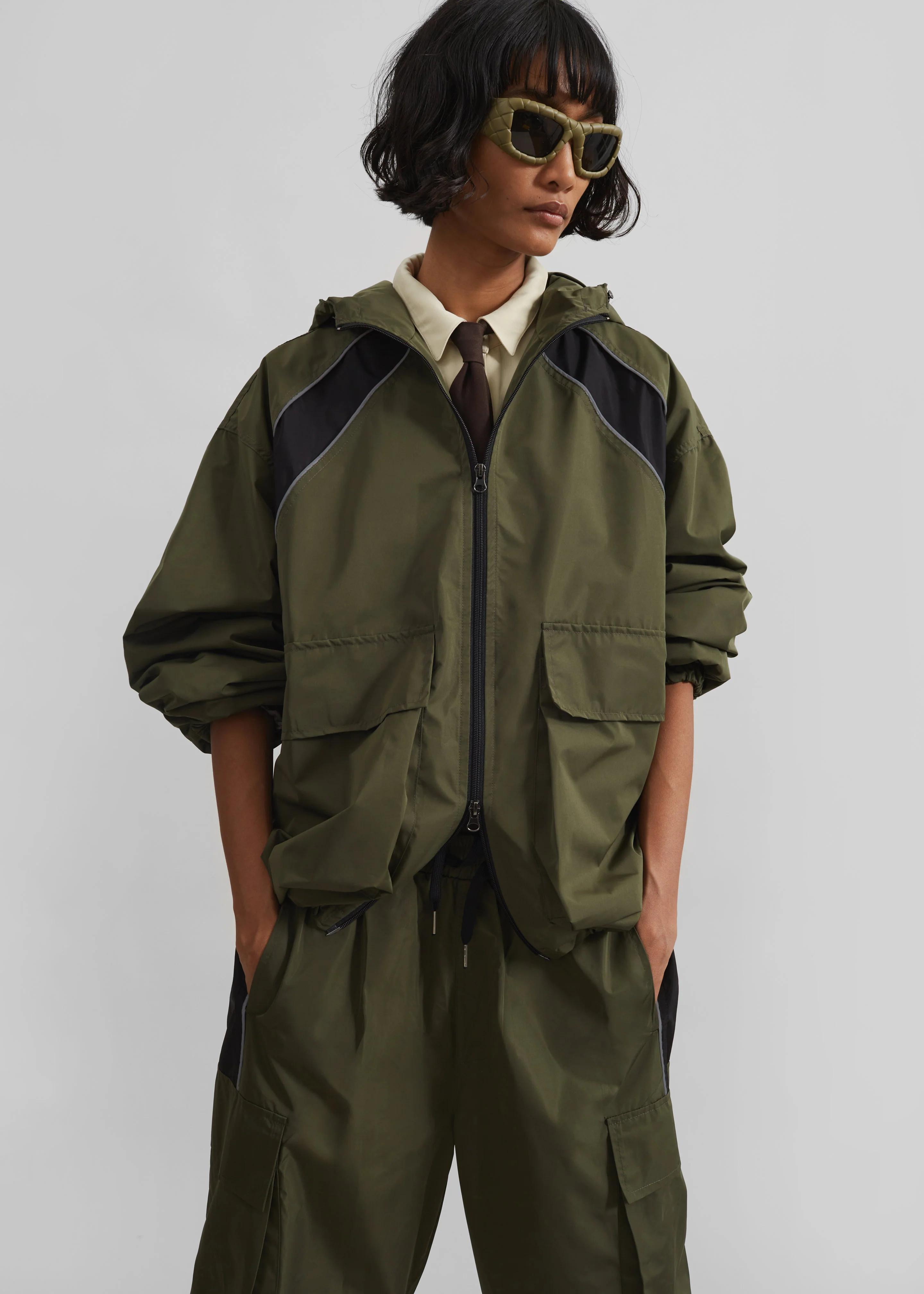 Navan Windbreaker Cargo Jacket - Khaki - Image 5
