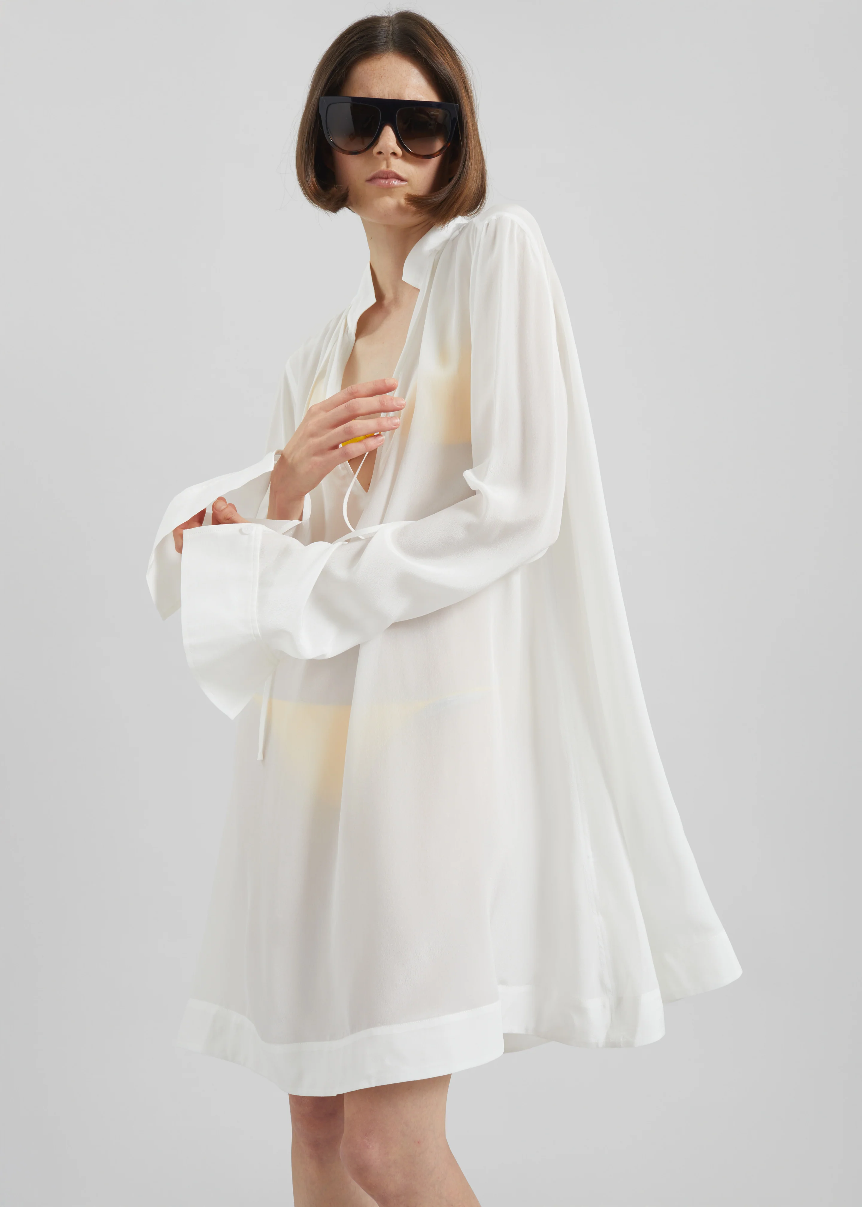Nazare Fluid Shirt Dress - White - Image 2