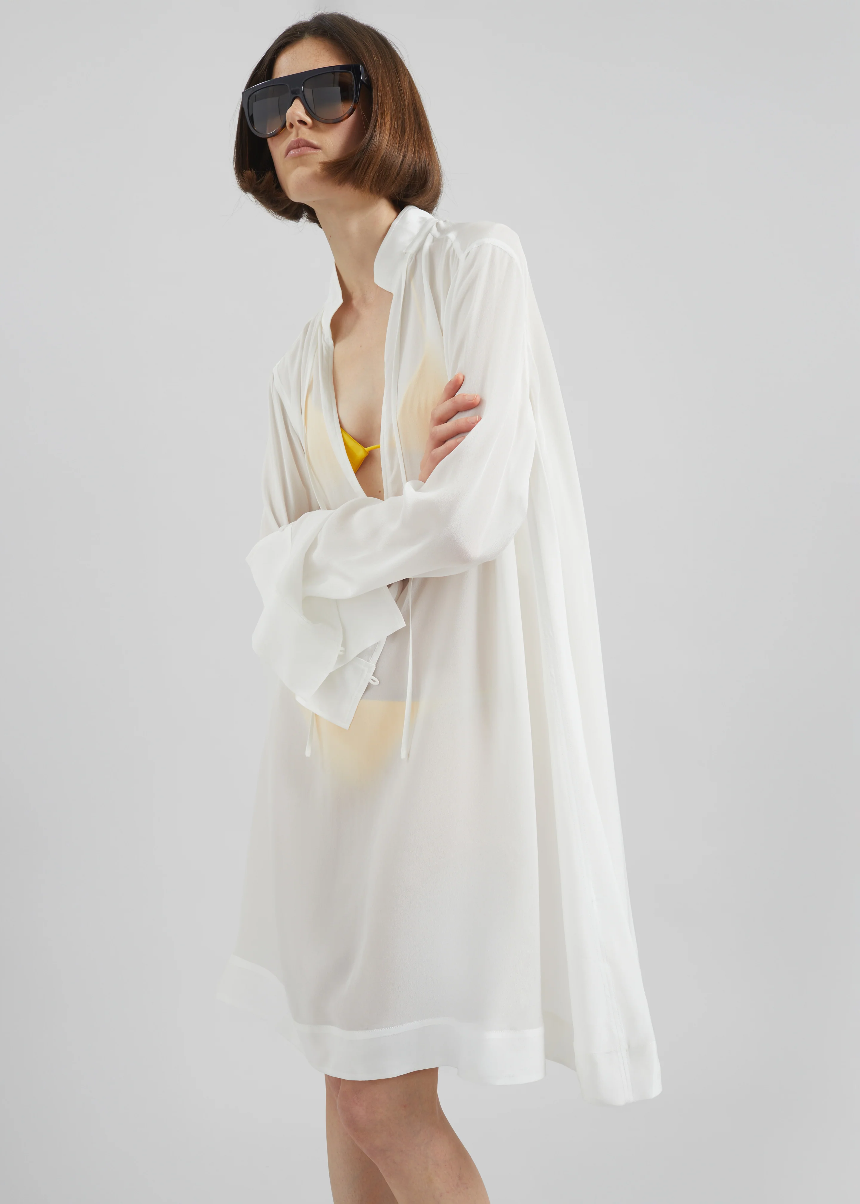 Nazare Fluid Shirt Dress - White - Image 5