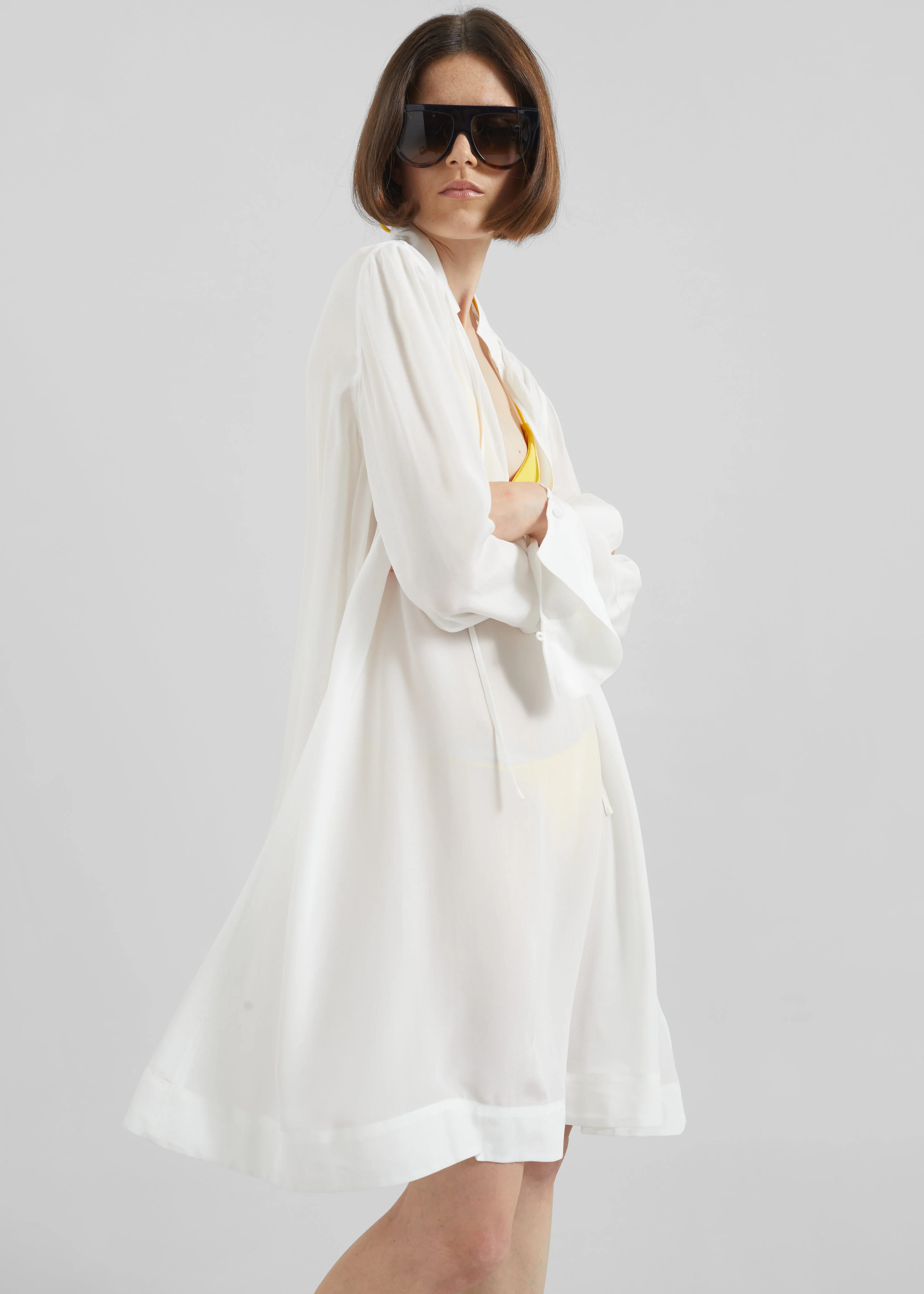 Nazare Fluid Shirt Dress - White - Image 7