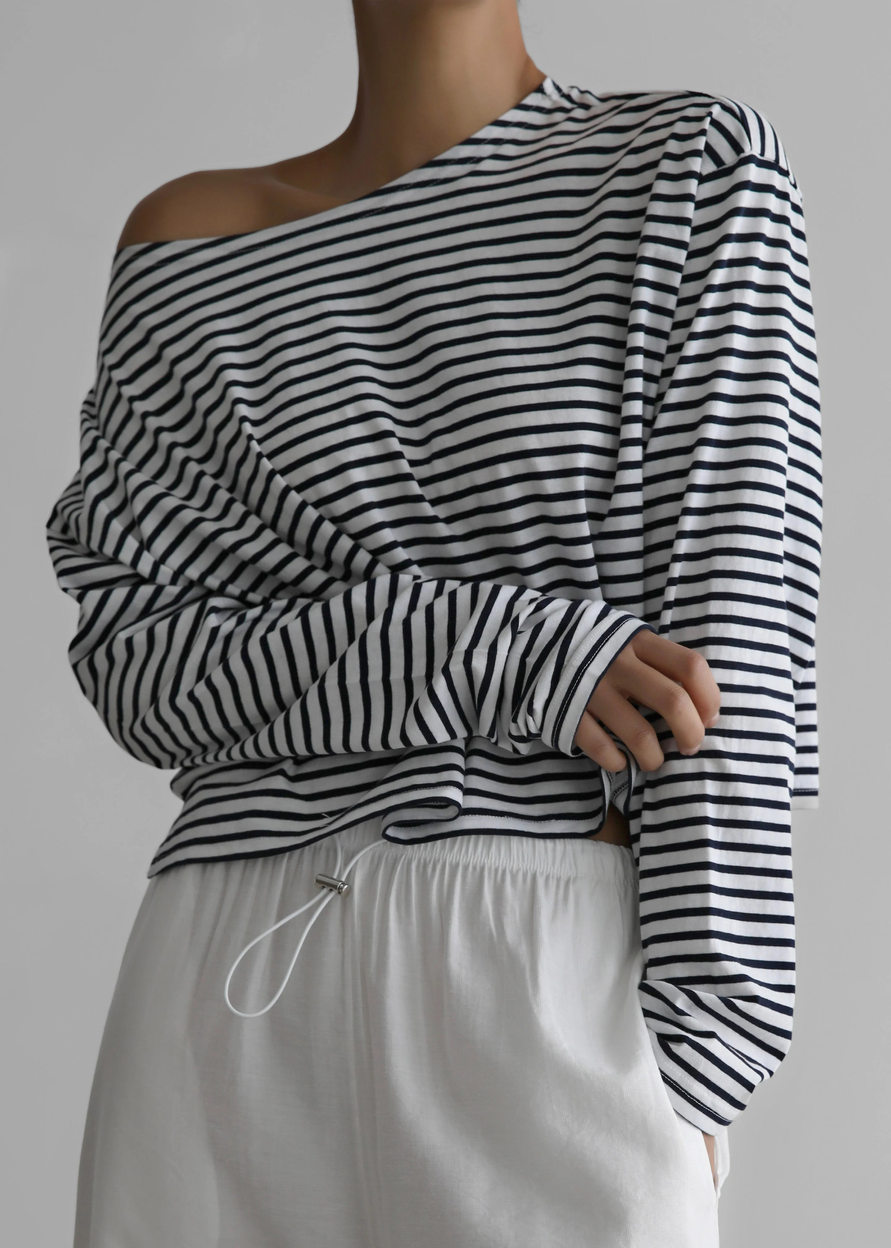 Neha Cropped Top - Navy Stripe - Image 2