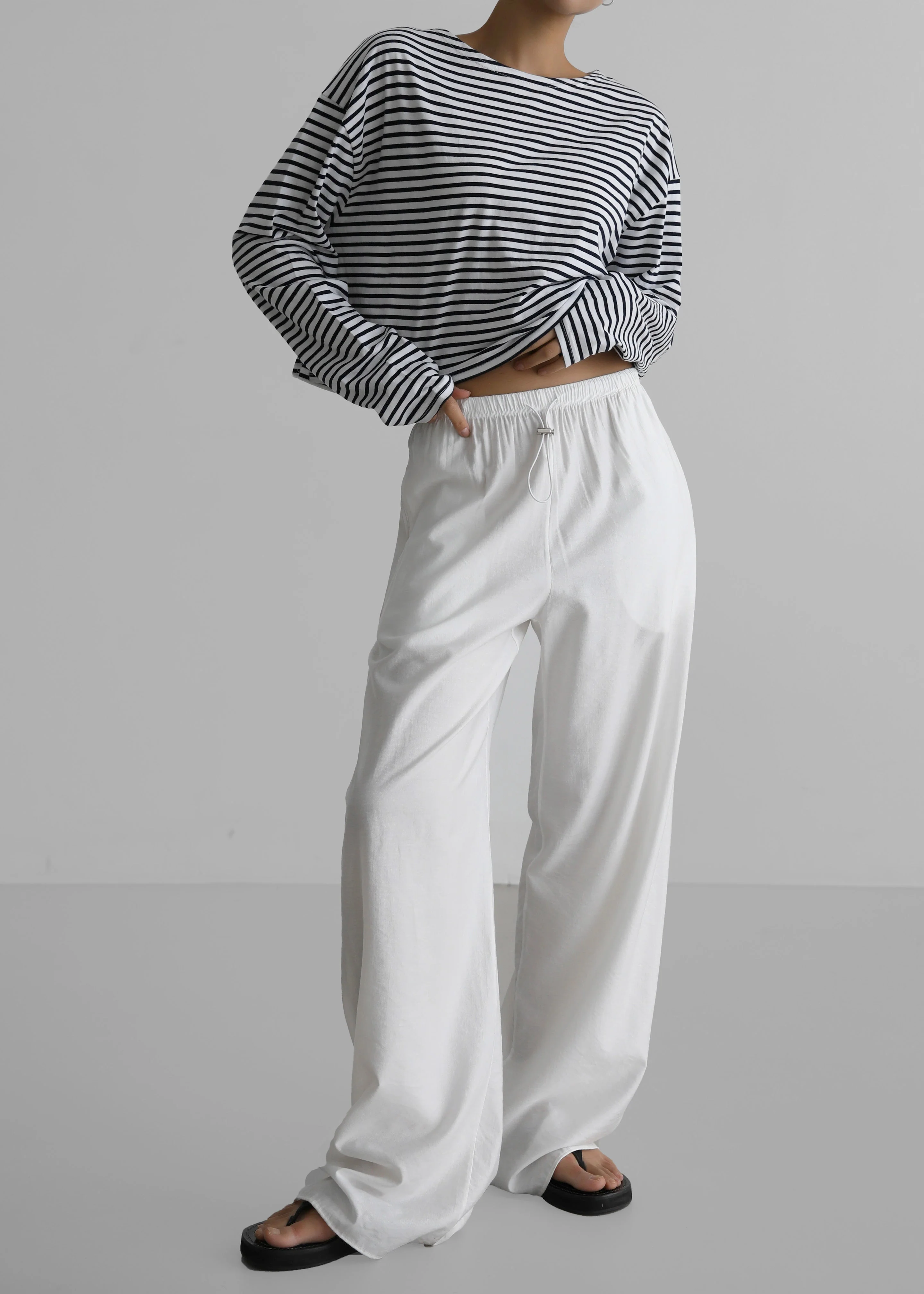 Neha Cropped Top - Navy Stripe - Image 4