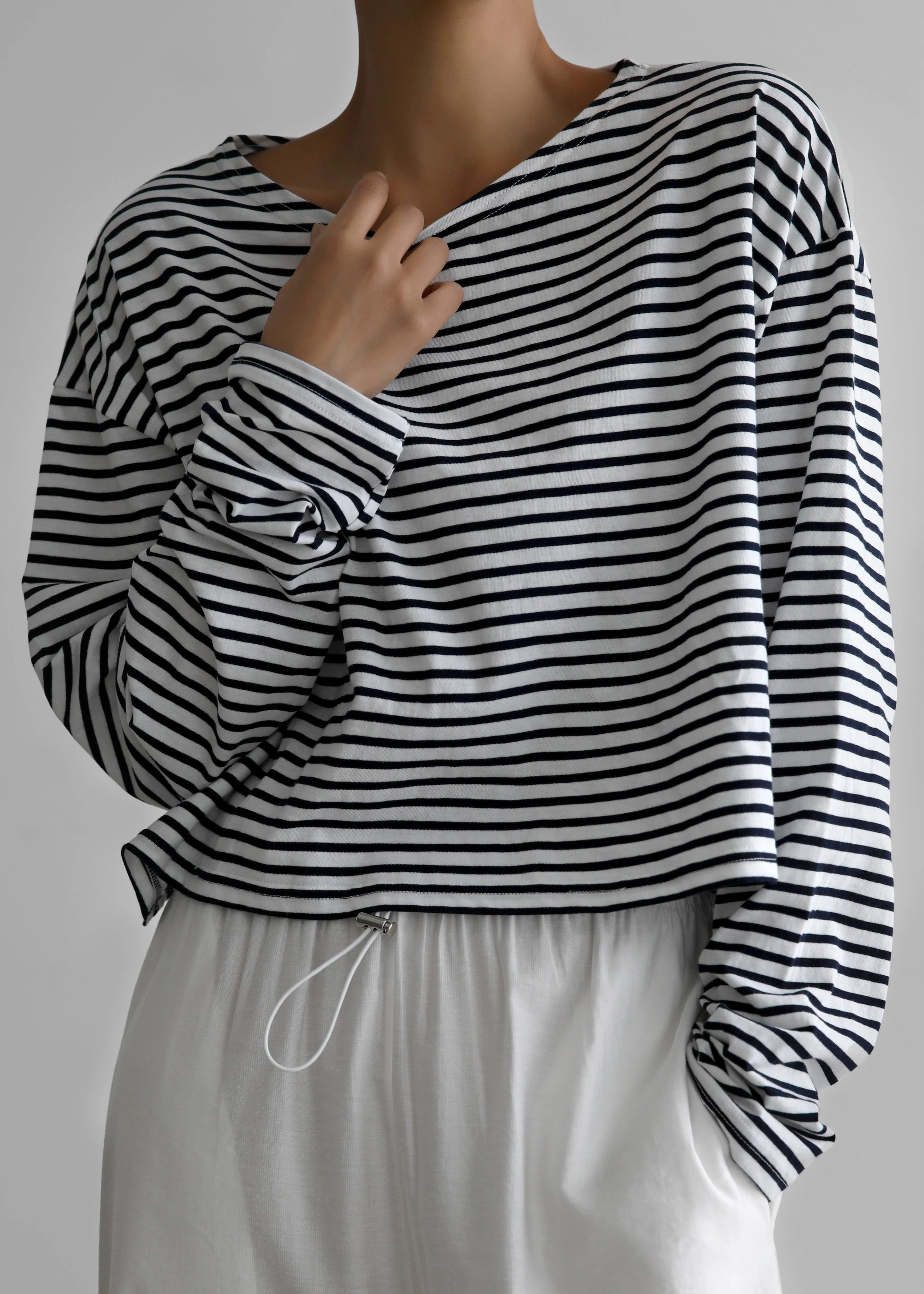 Neha Cropped Top - Navy Stripe - Image 5