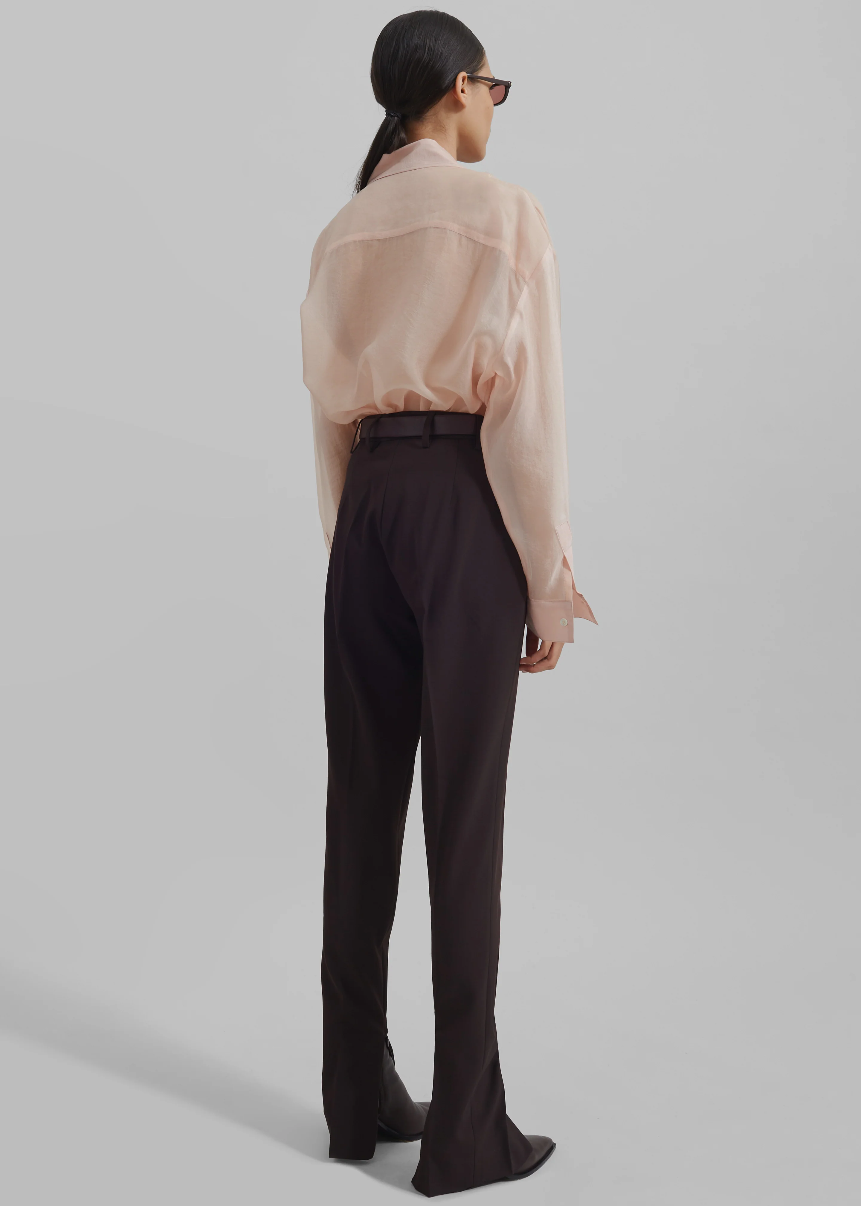 Nel Sheer Button Up Shirt - Pink - Image 8