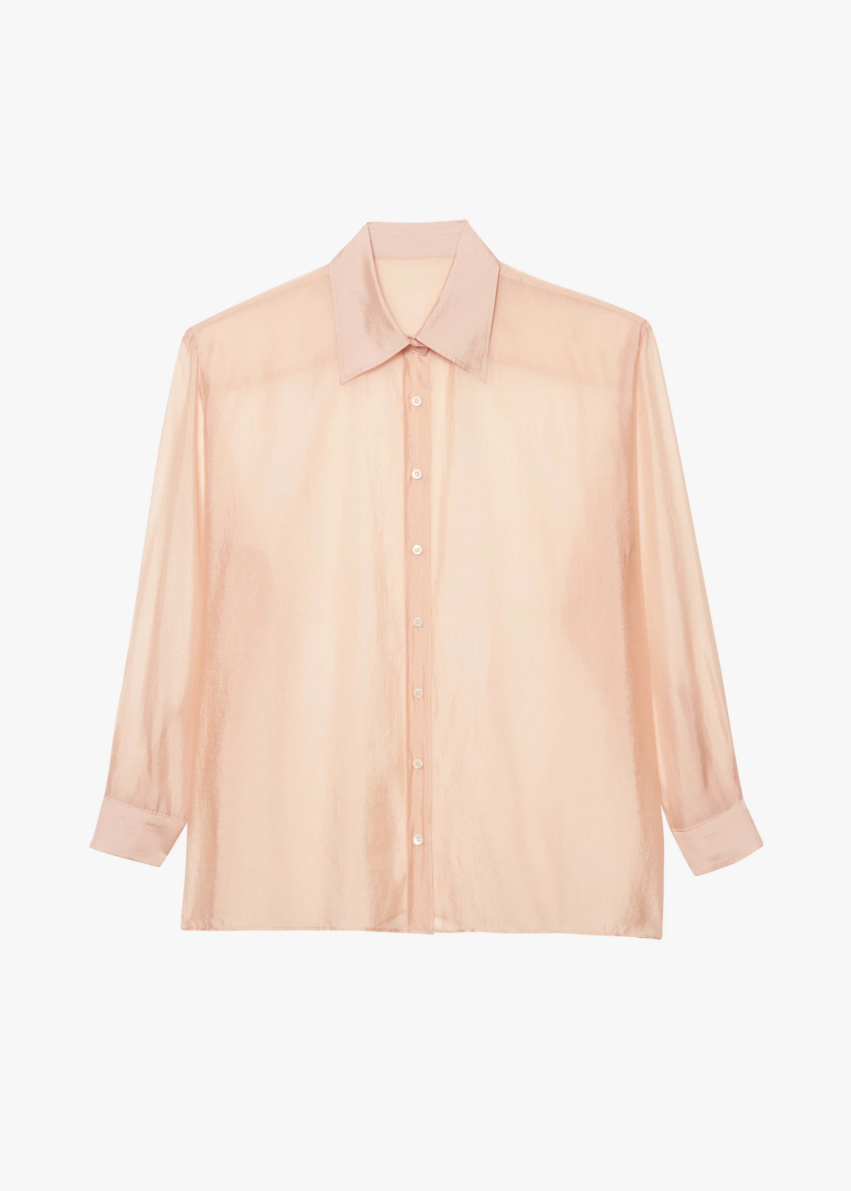 Nel Sheer Button Up Shirt - Pink - Image 9