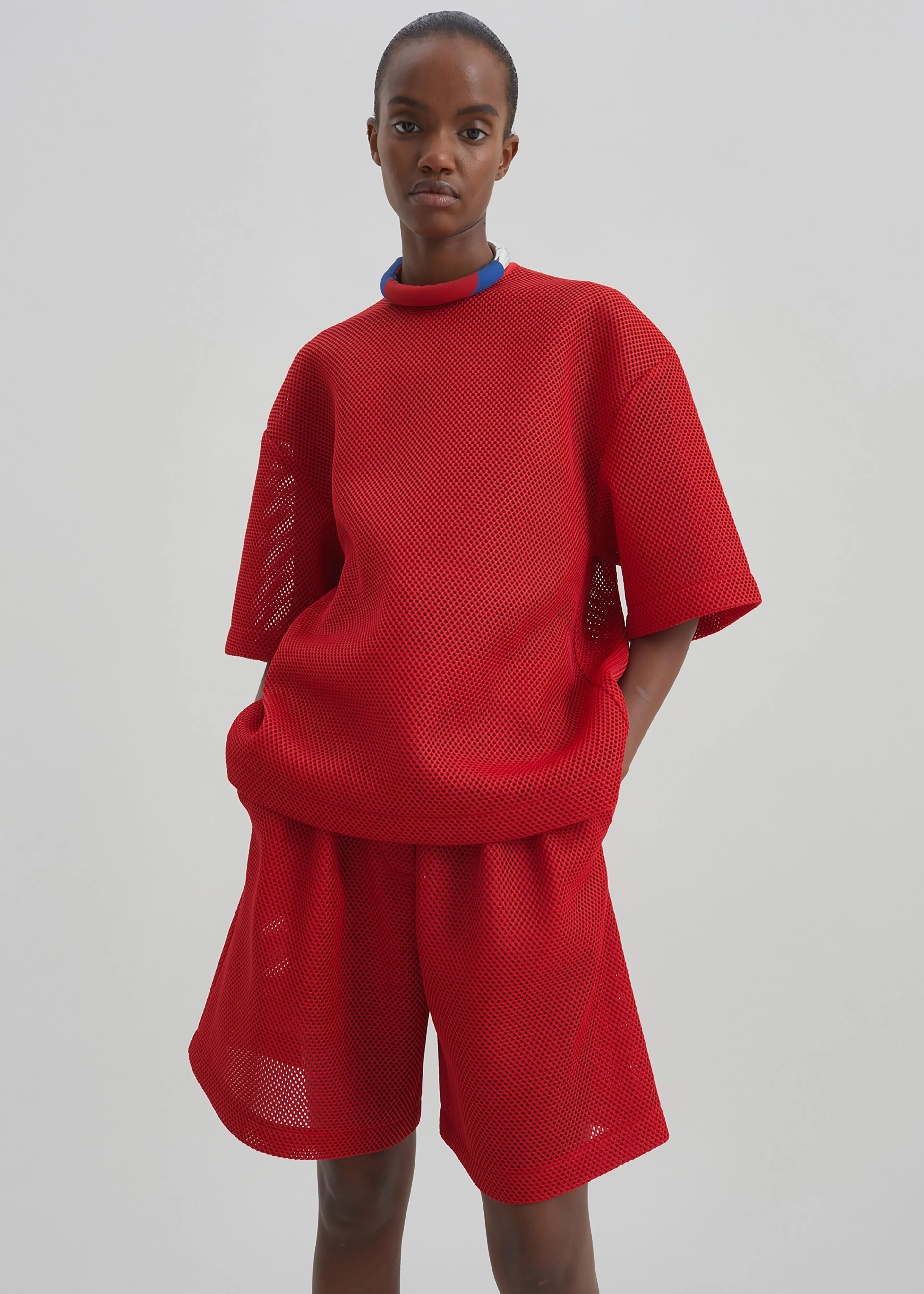 Nela Mesh Boxy T-Shirt - Red - Image 2