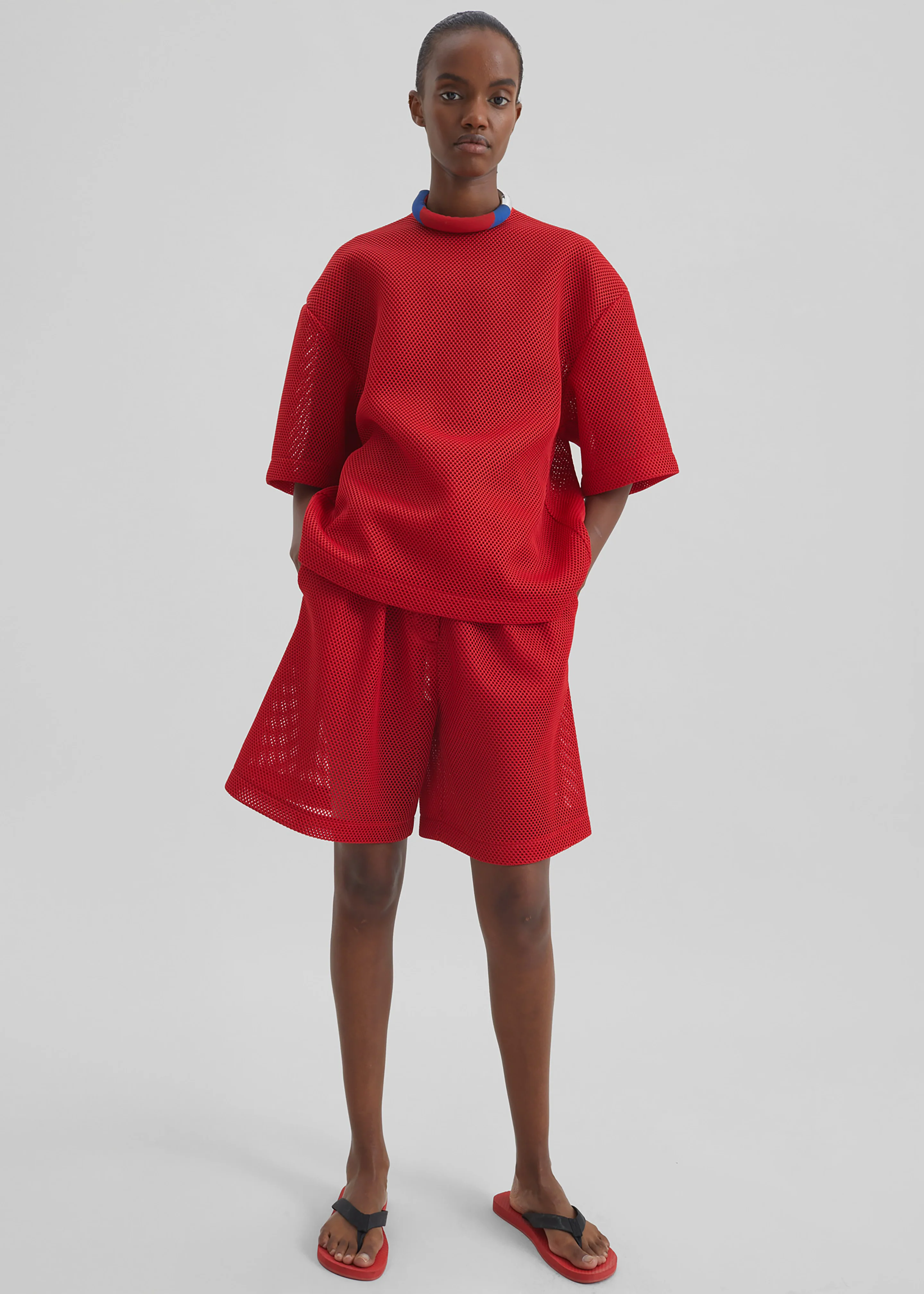 Nela Mesh Boxy T-Shirt - Red - Image 3