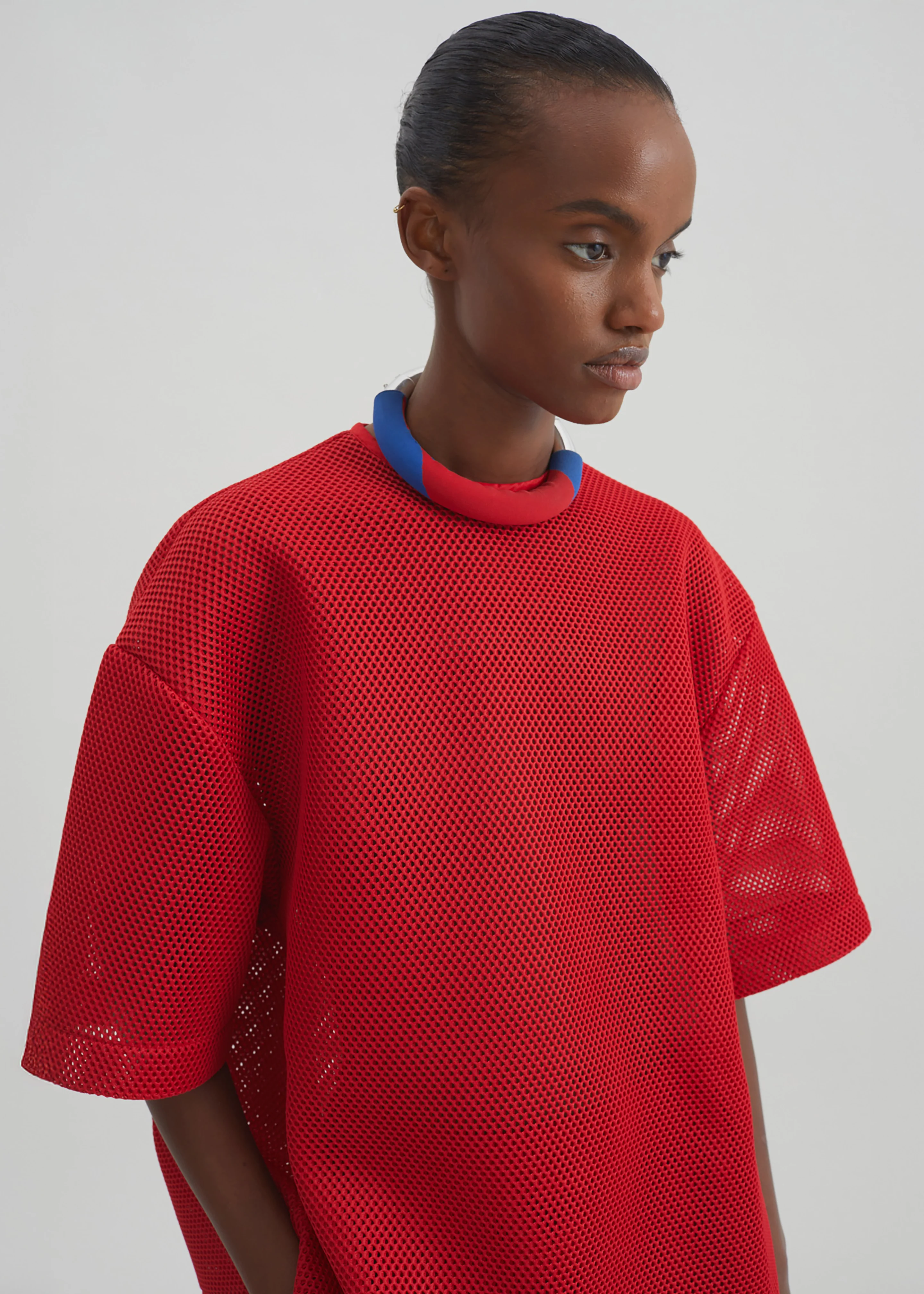 Nela Mesh Boxy T-Shirt - Red - Image 4