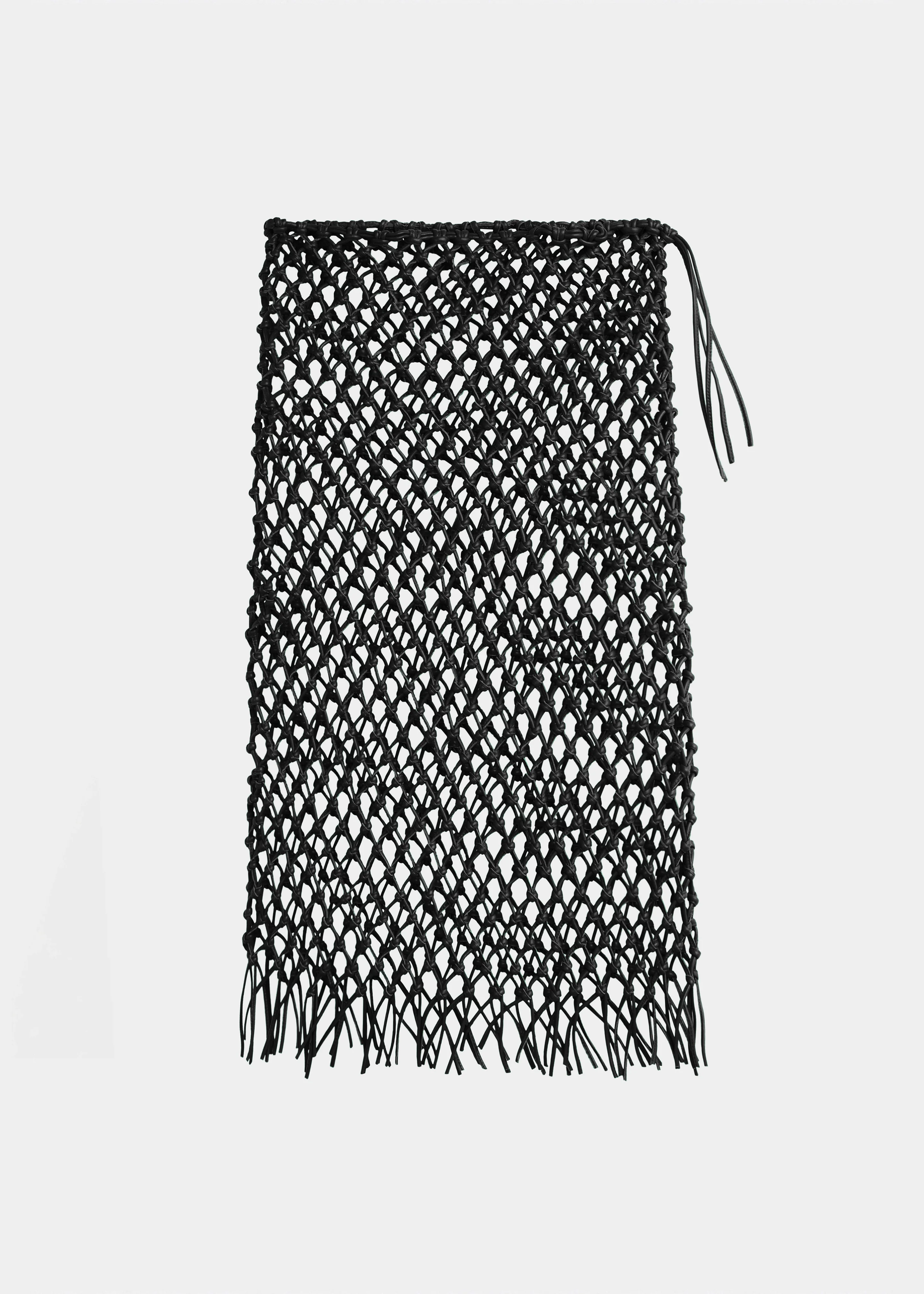 Nelaya Leather Macrame Skirt - Black - Image 9