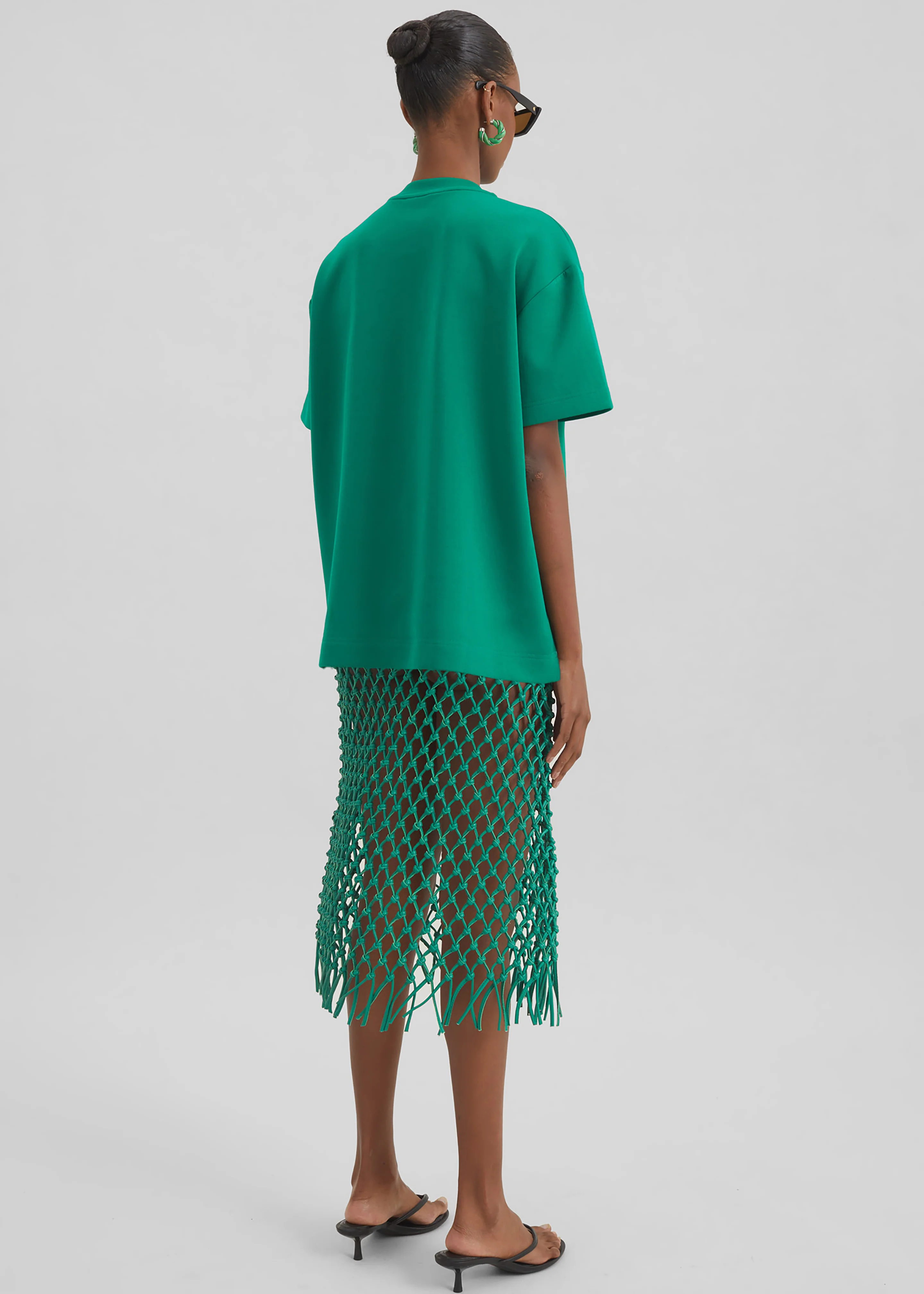 Nelaya Leather Macrame Skirt - Emerald - Image 9