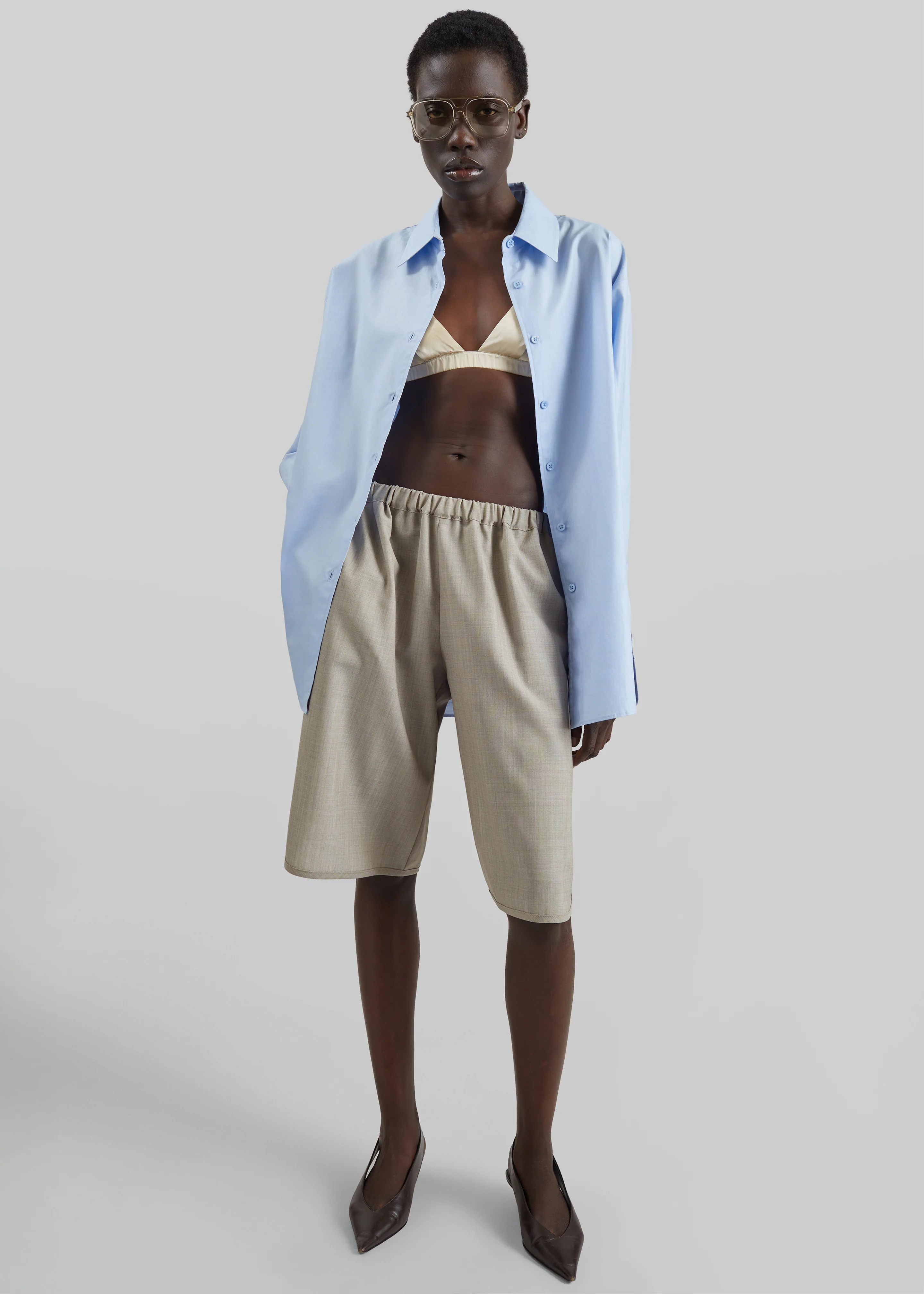 Nelis Suiting Bermuda Shorts - Beige Melange - Image 3