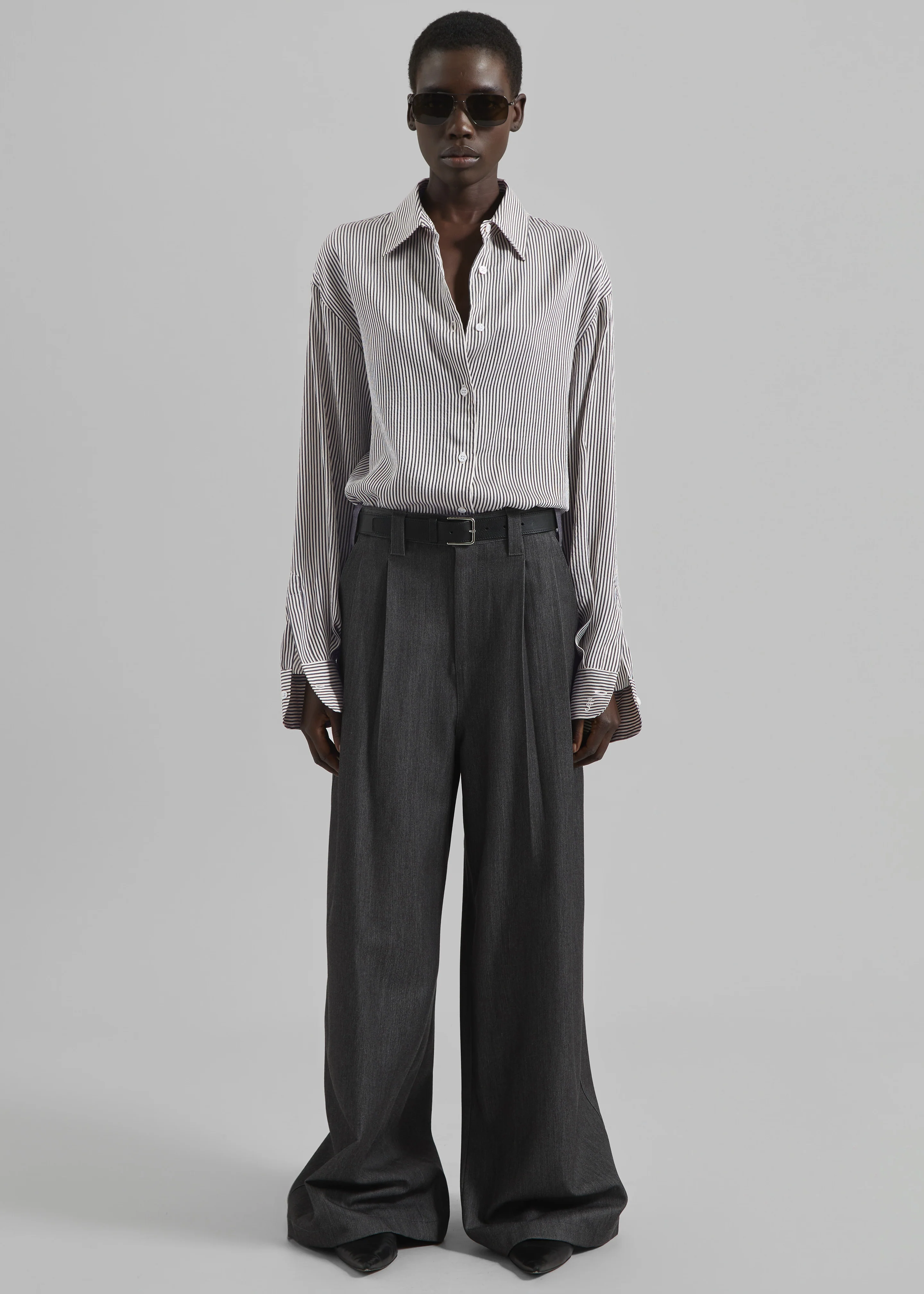 Nellore Pleated Denim Pants - Dark Grey Melange - Image 9