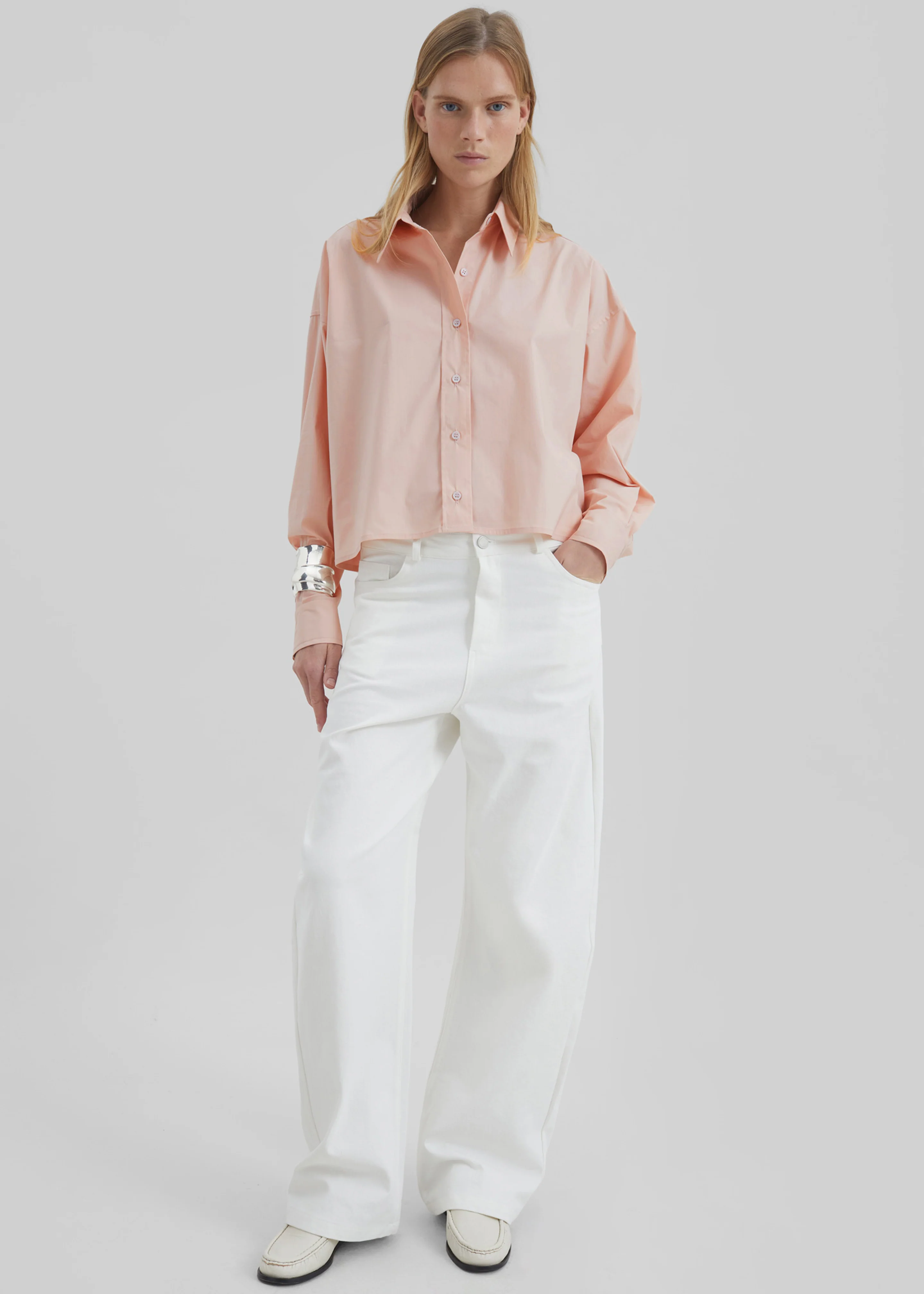 Nelton Barrel Leg Jeans - White - Image 4