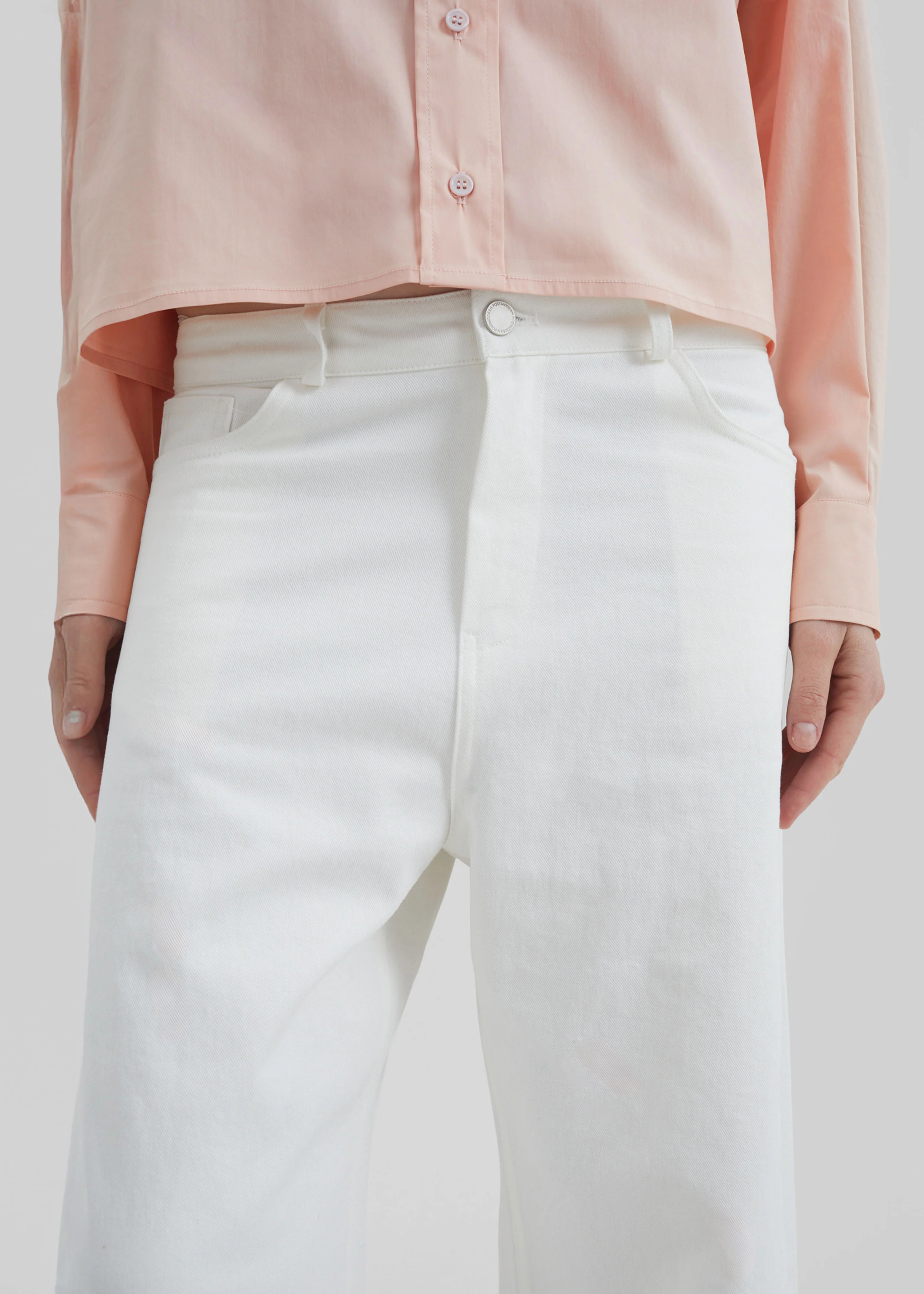 Nelton Barrel Leg Jeans - White - Image 6