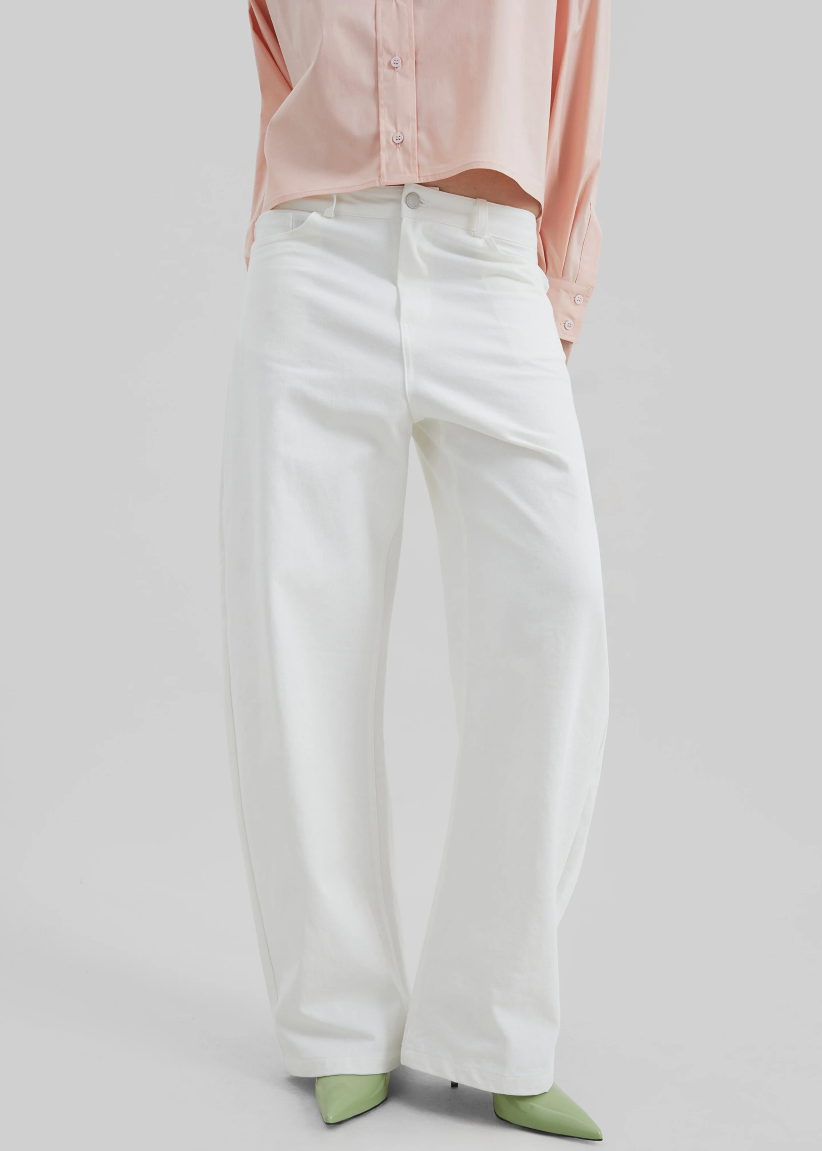 Nelton Barrel Leg Jeans - White - Image 8