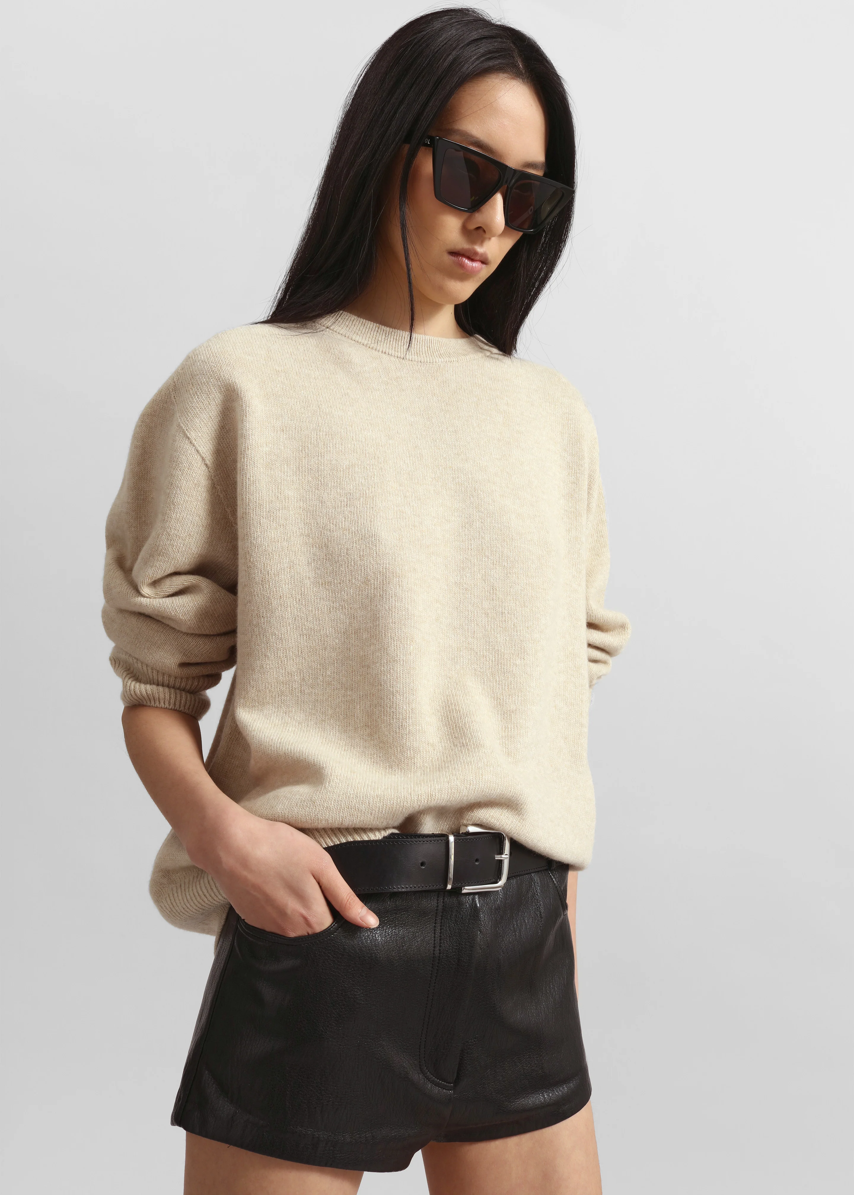 Nevis Faux Leather Hot Pants - Black - Image 3