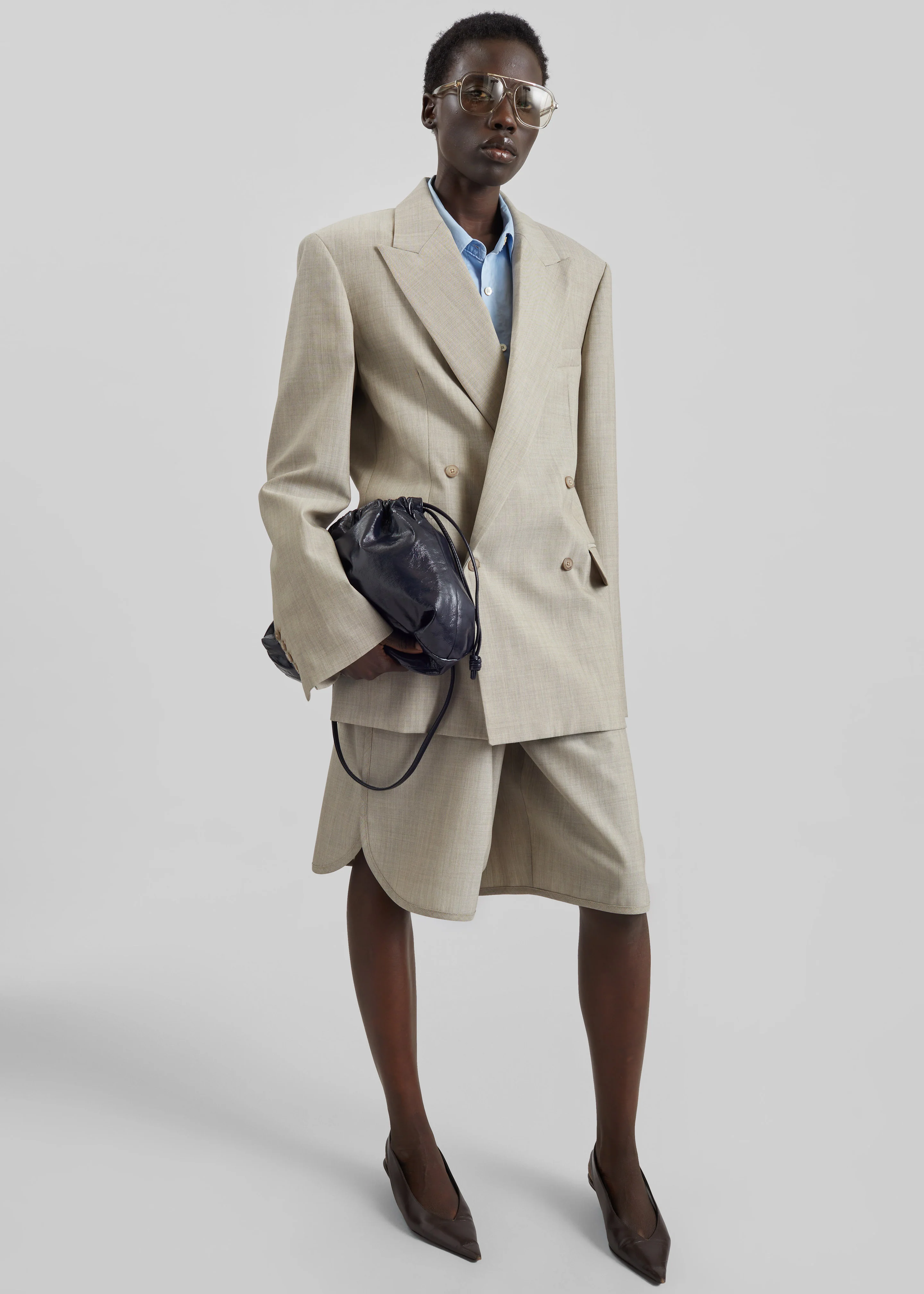 Newark Double Breasted Blazer - Beige Melange - Image 6