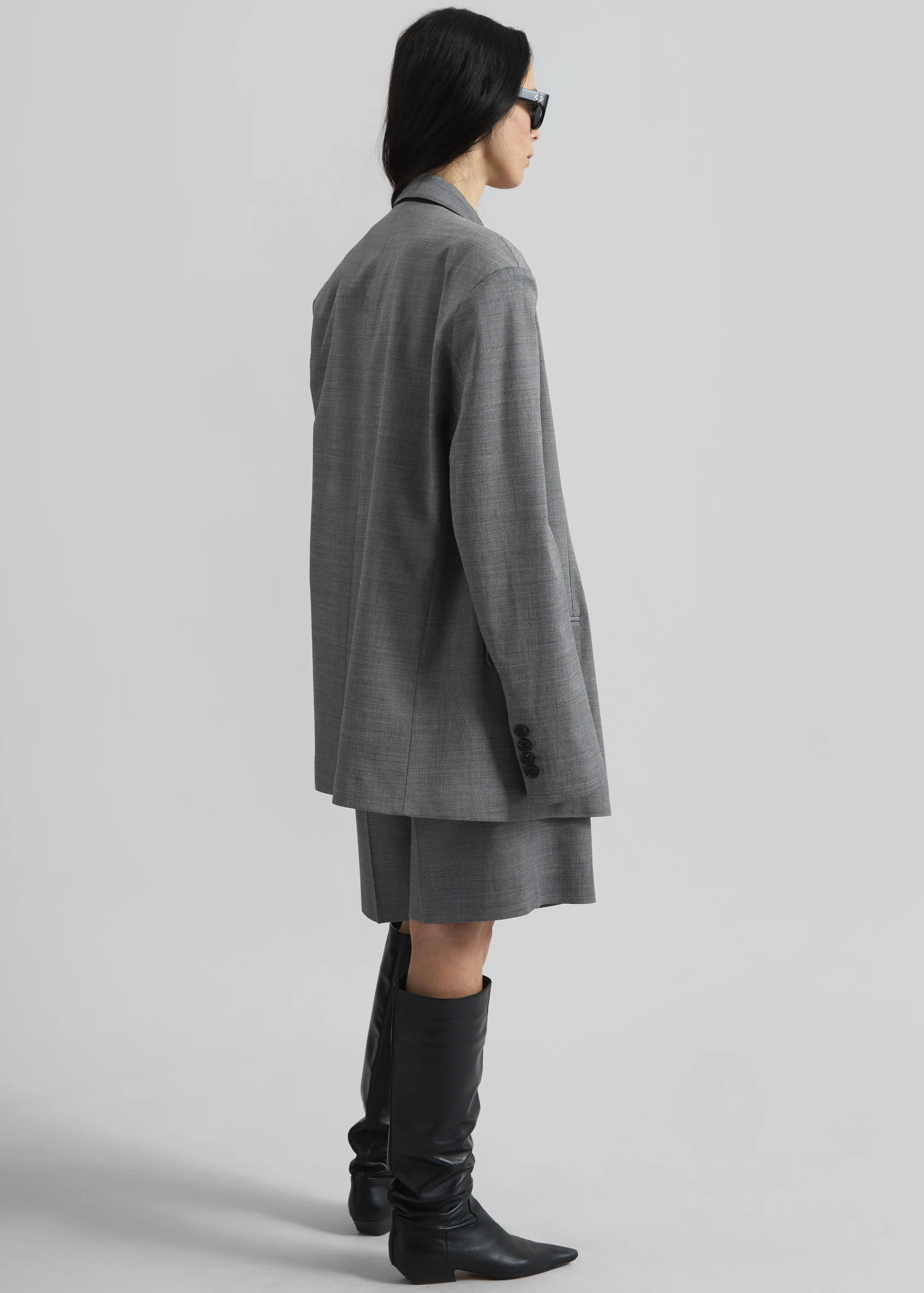 Newark Double Breasted Blazer - Grey Melange - Image 6