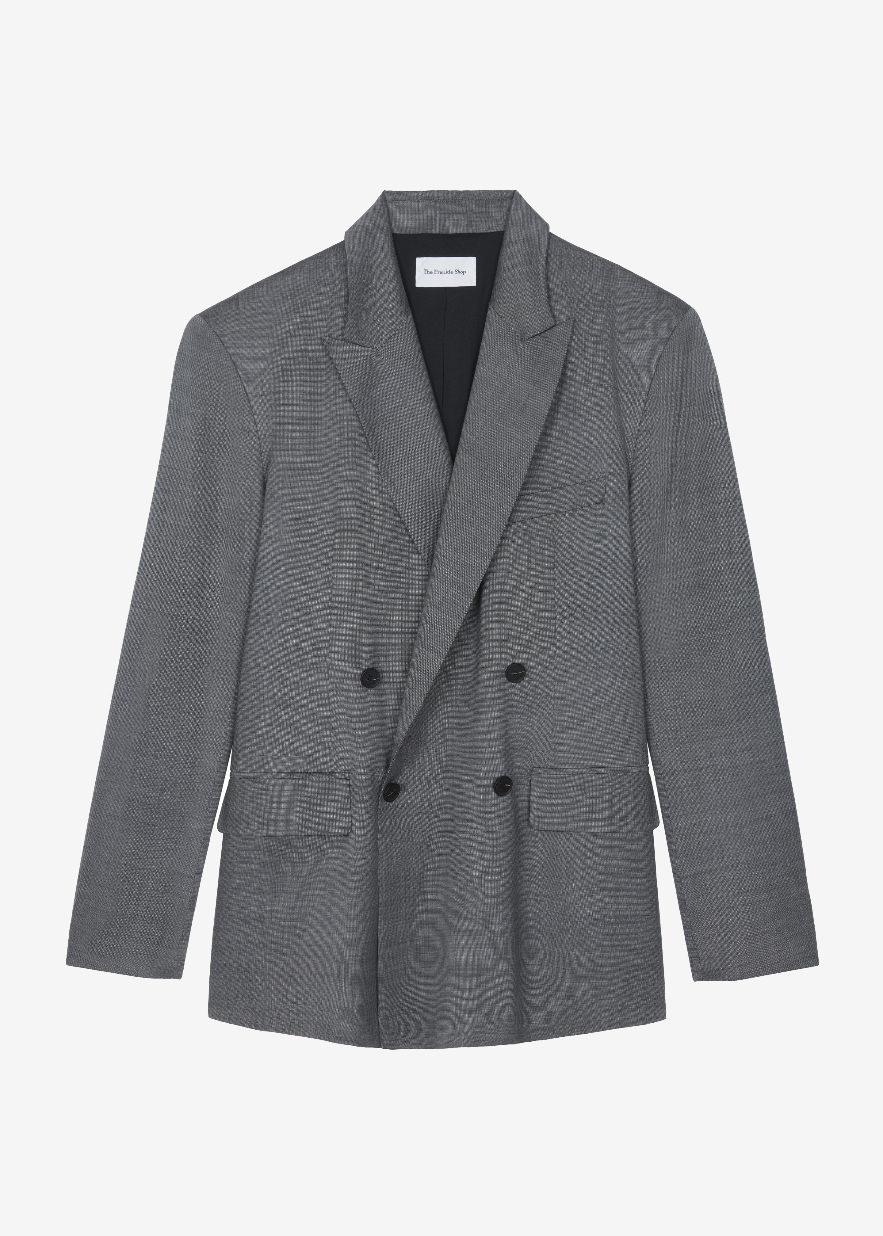 Newark Double Breasted Blazer - Grey Melange - Image 7