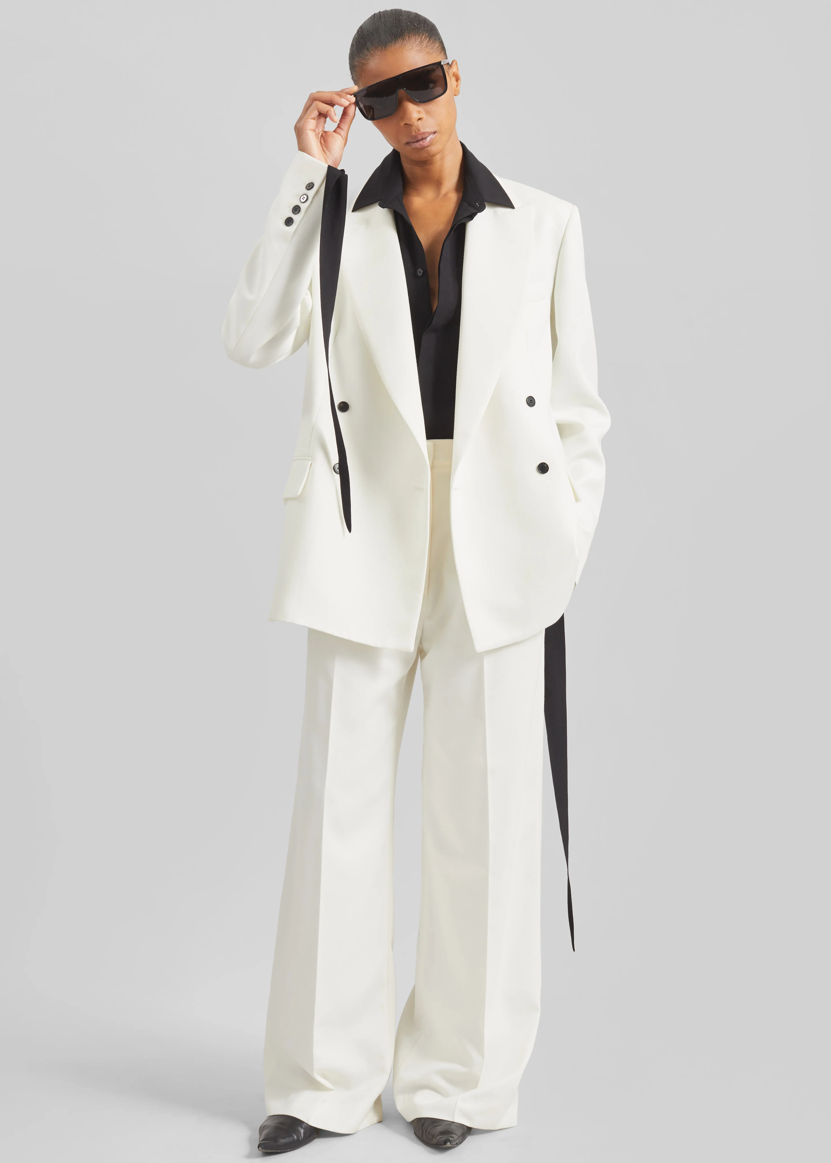 Newark Double Breasted Blazer - Ivory - Image 2