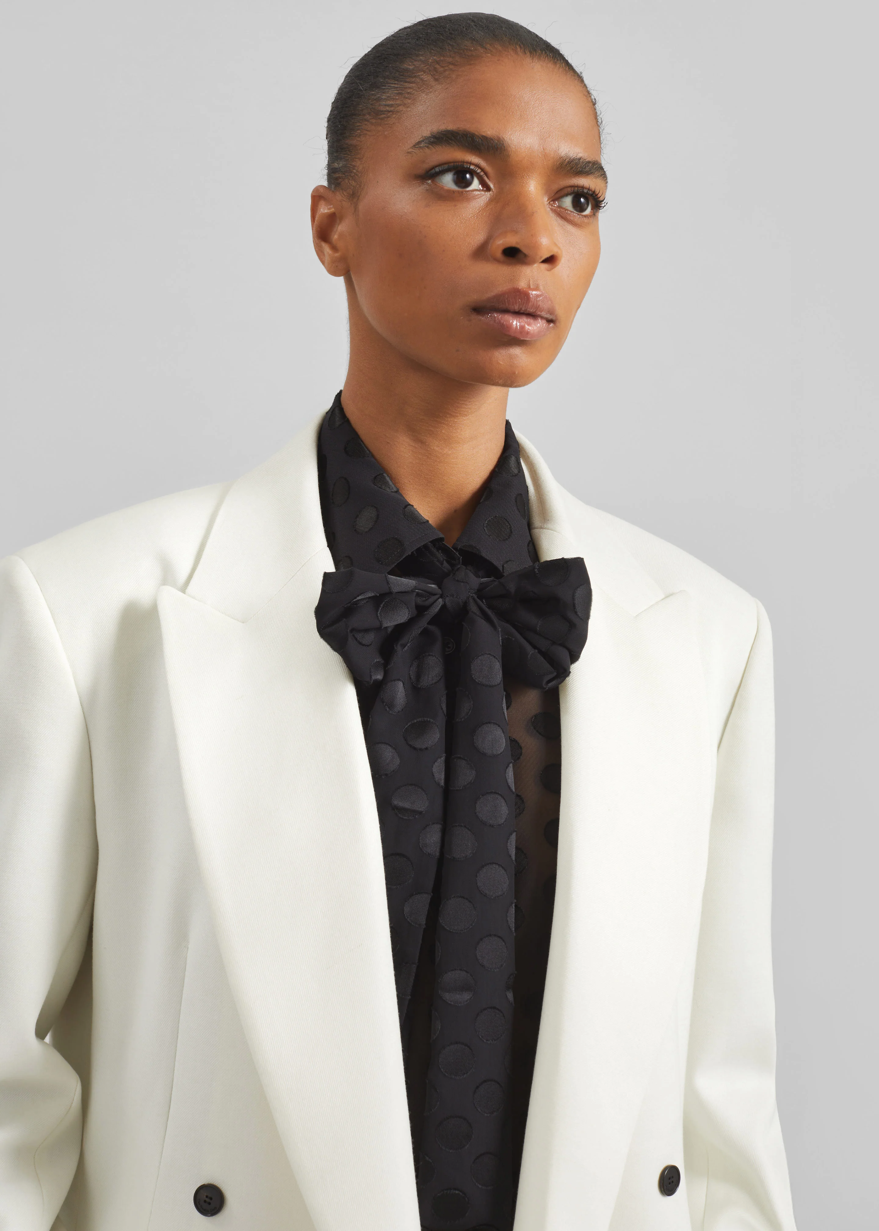 Newark Double Breasted Blazer - Ivory - Image 4
