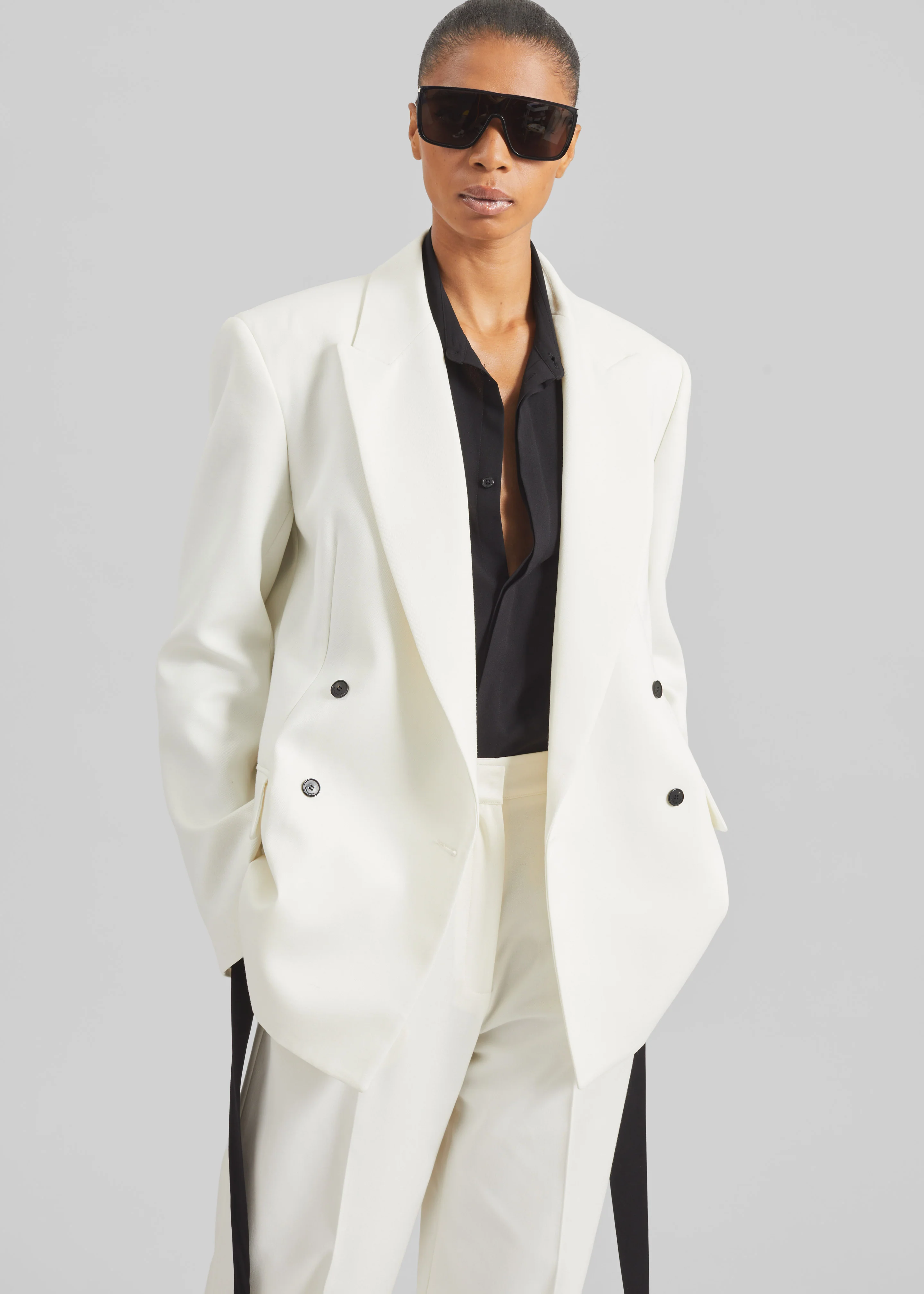 Newark Double Breasted Blazer - Ivory - Image 8