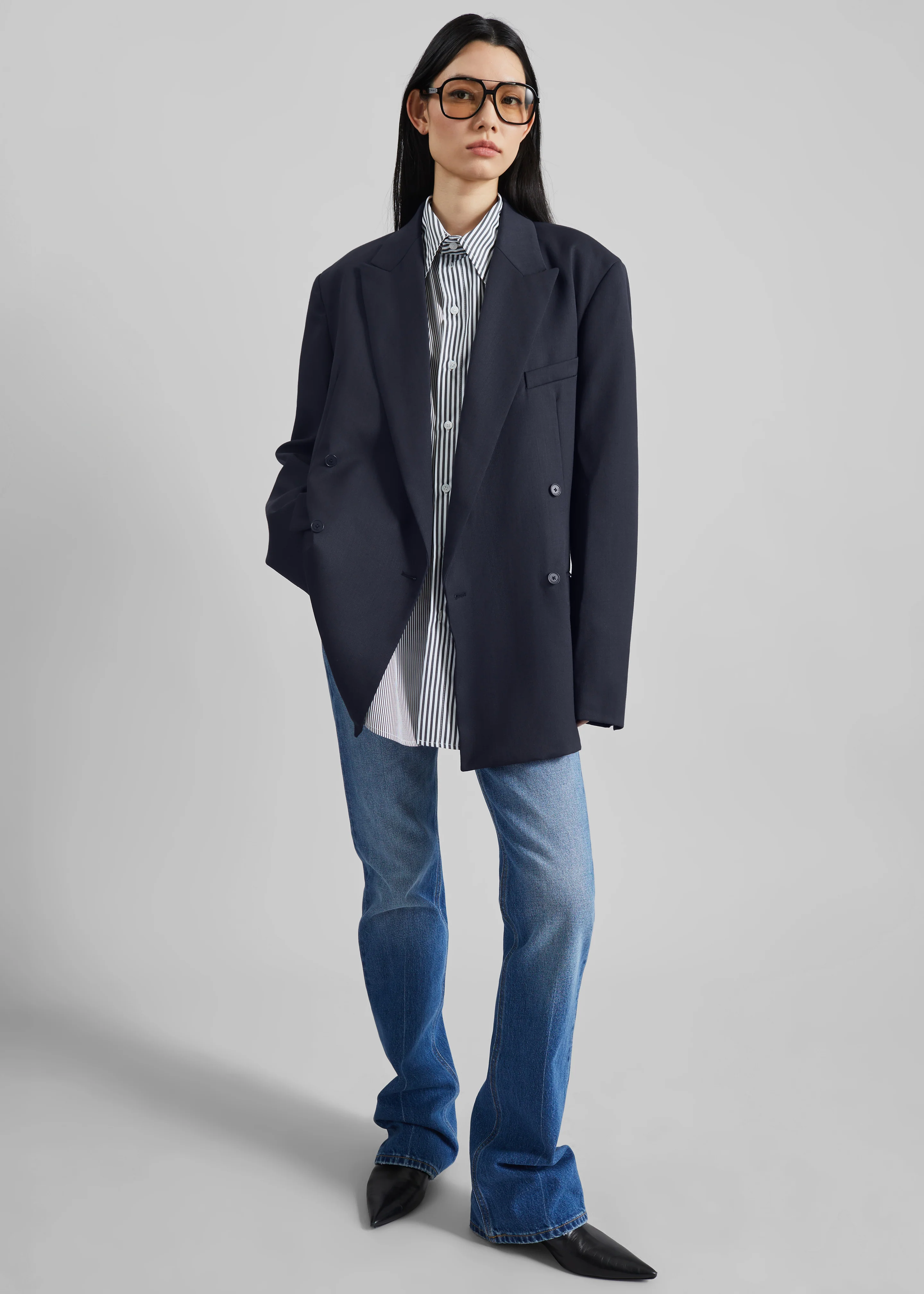 Newark Double Breasted Blazer - Navy - Image 2